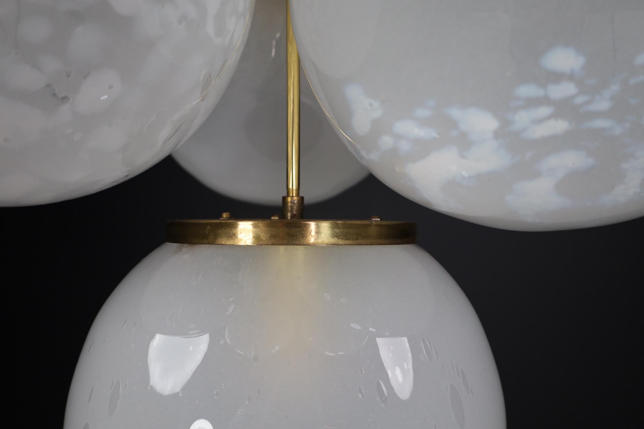 Mid-Century Modern Chandelier/Flush Mount With Large Globes, Italy 1960s For Sale 3