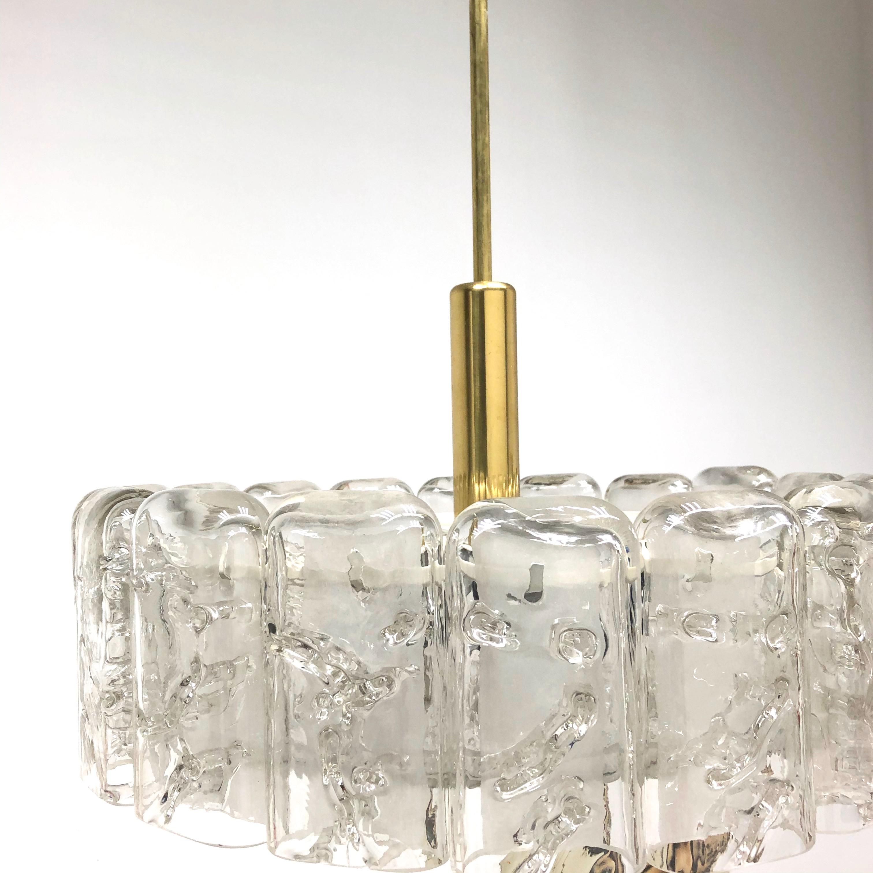 Mid-20th Century Mid-Century Modern Chandelier in Frosted and Textured Glass by Doria Vintage