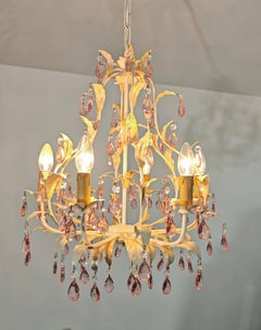 Chandelier Iron Crystal Glass Mid-Century Modern Italian Design 60/70s