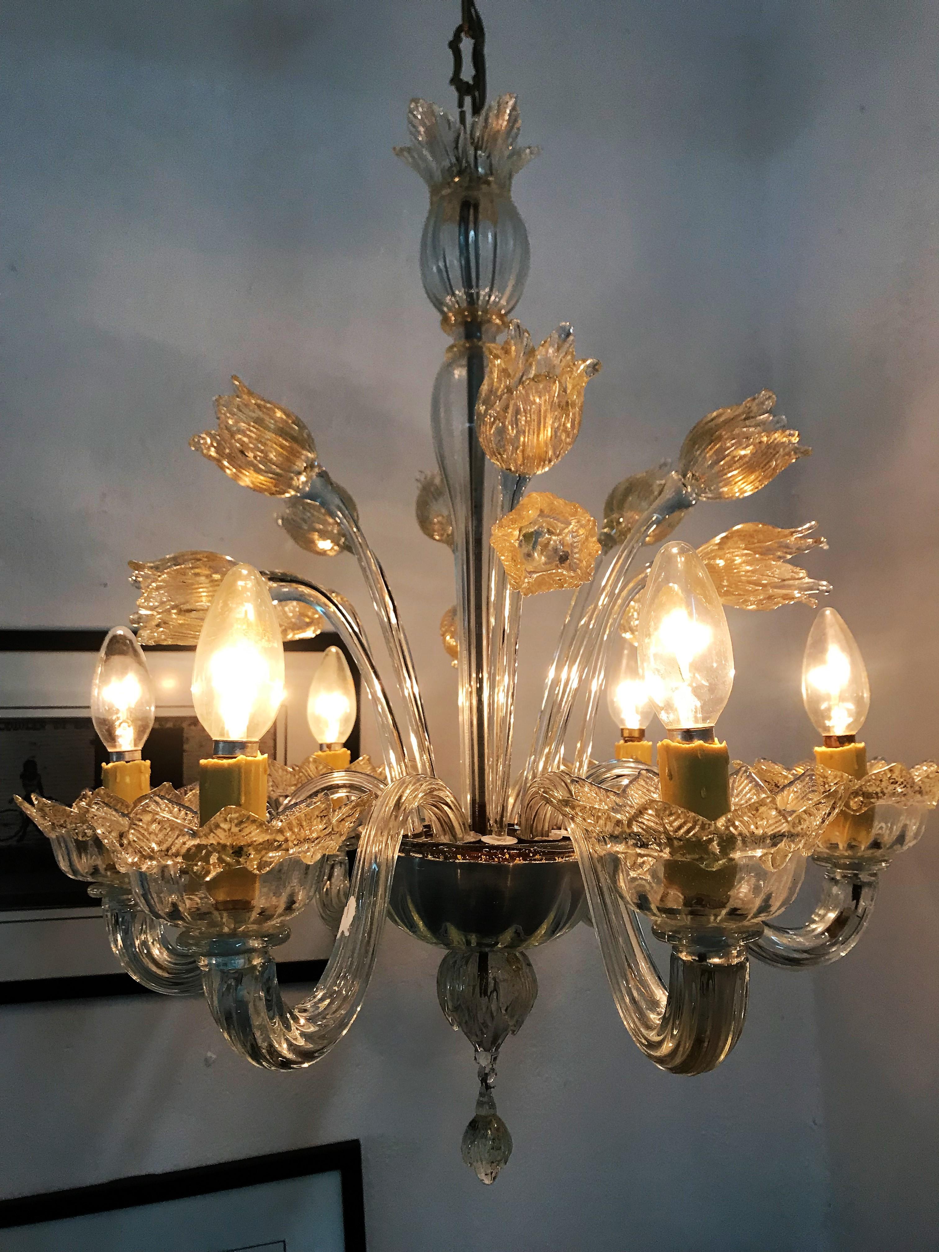 Mid-Century Modern Chandelier in Murano Glass, Attr. Barovier & Toso, circa 1950 For Sale 11