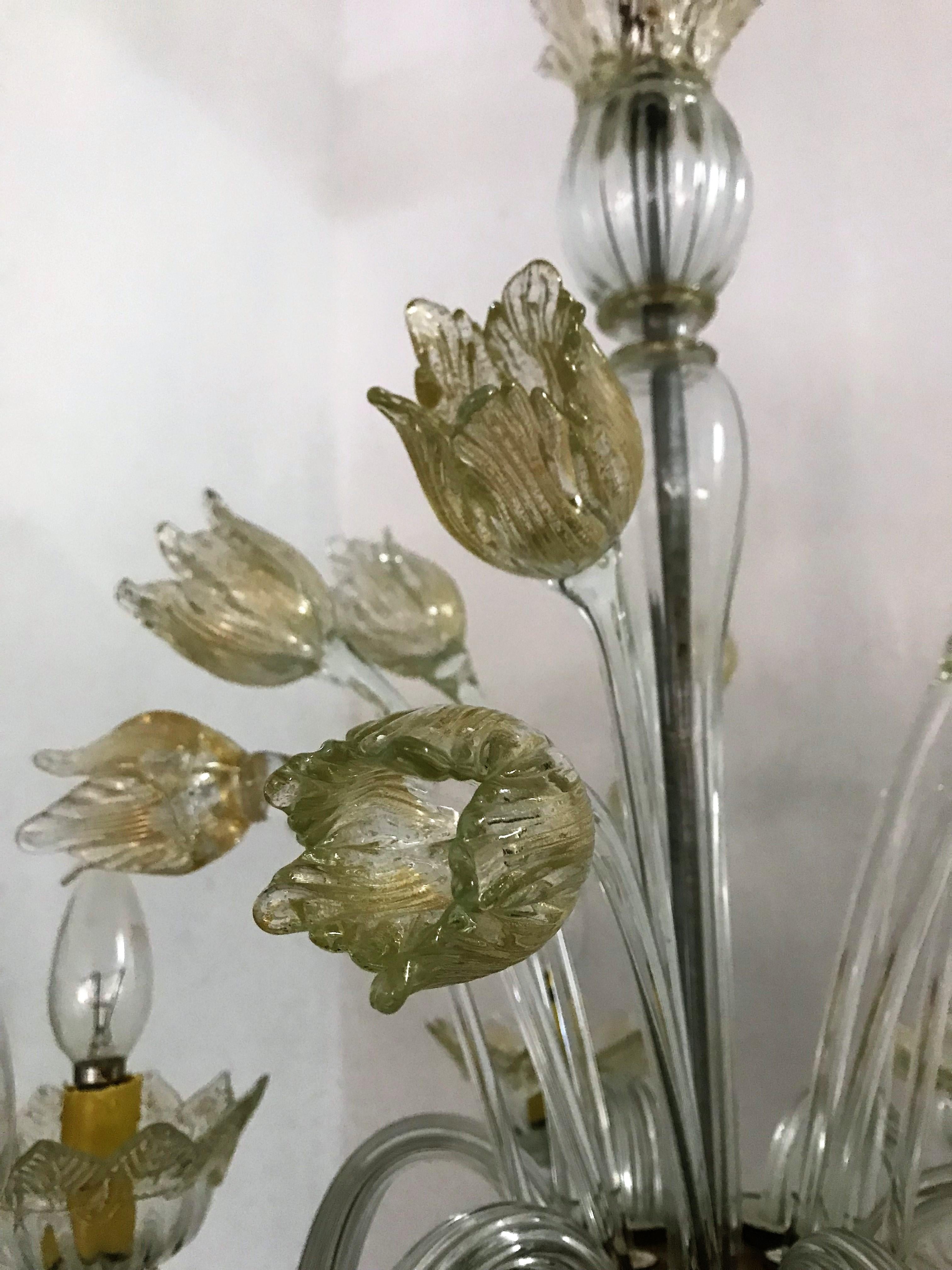 Mid-20th Century Mid-Century Modern Chandelier in Murano Glass, Attr. Barovier & Toso, circa 1950