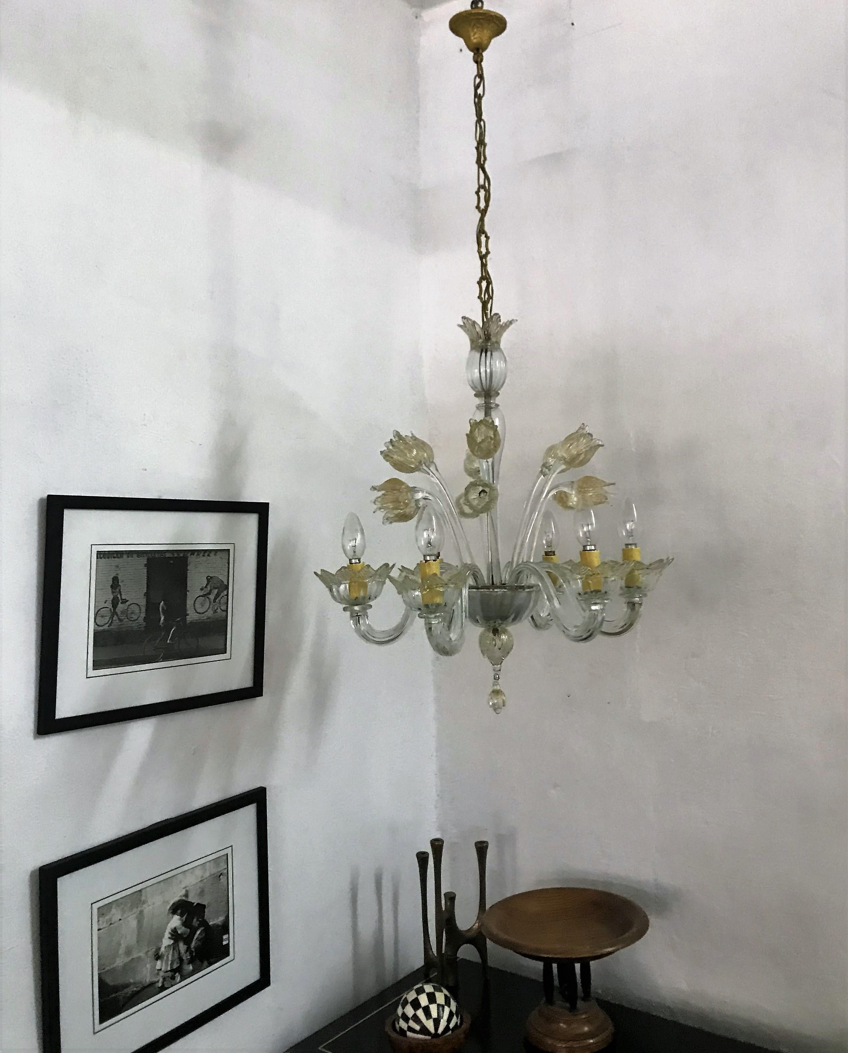 Mid-Century Modern Chandelier in Murano Glass, Attr. Barovier & Toso, circa 1950 For Sale 2