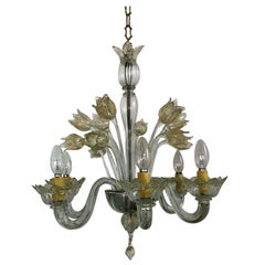 Mid-Century Modern Chandelier in Murano Glass, Attr. Barovier & Toso, circa 1950