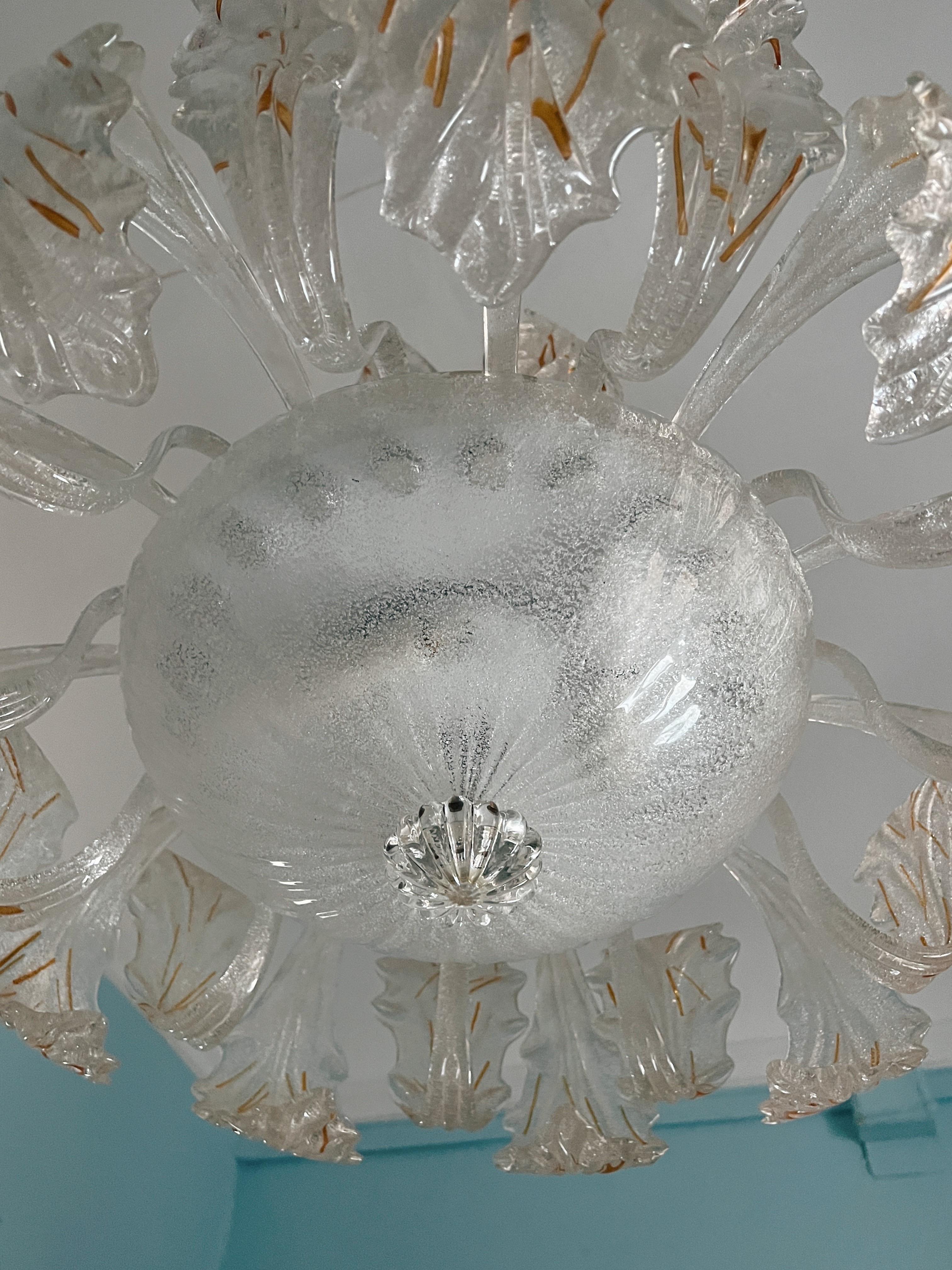 Moderner Kronleuchter aus der Mitte des Jahrhunderts aus Murano-Glas von Barovier & Toso. im Zustand „Gut“ in Palermo, PA