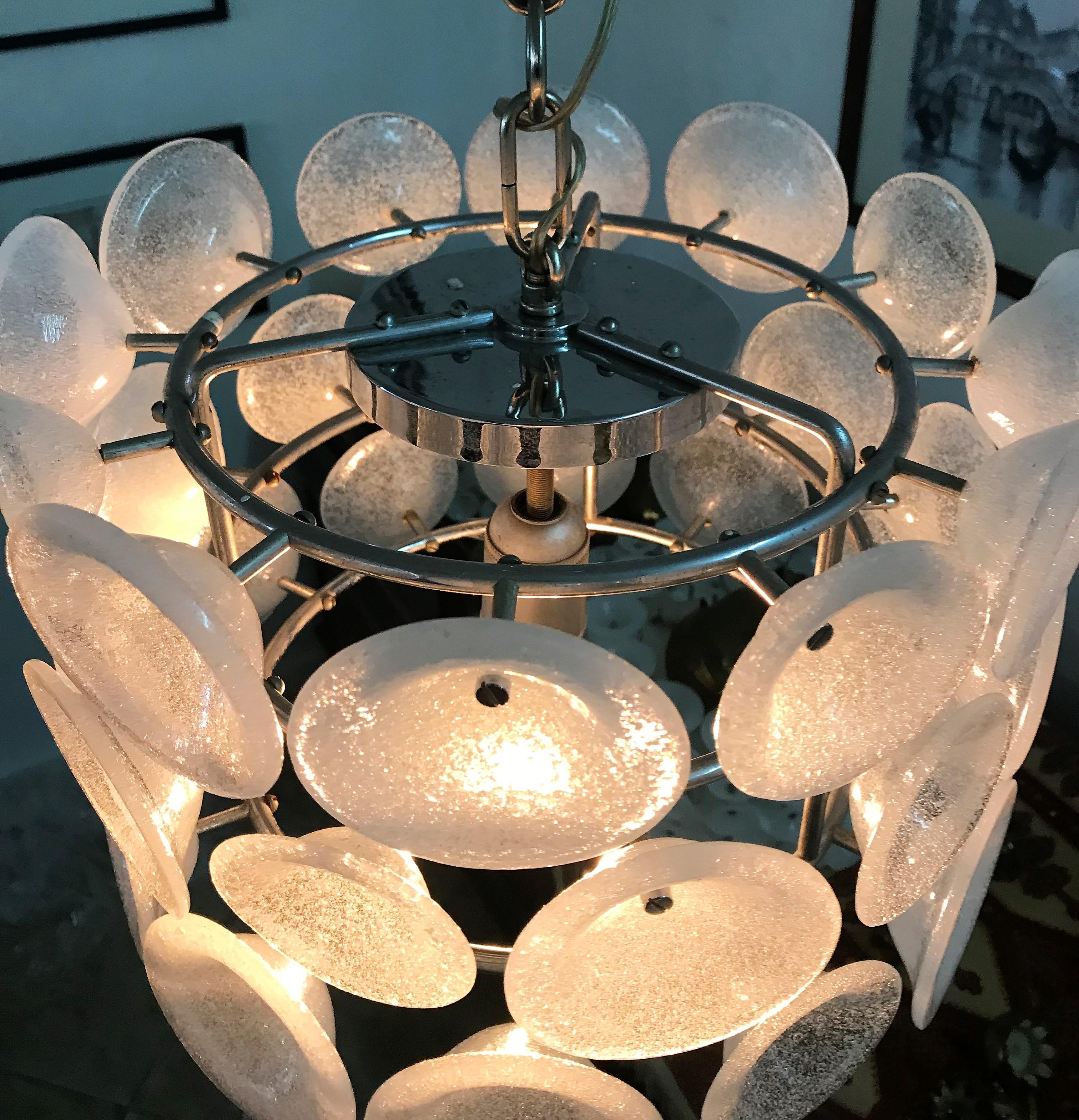 Mid-20th Century Mid-Century Modern Chandelier in Murano Pulegoso Glass, Attributed to Vistosi For Sale