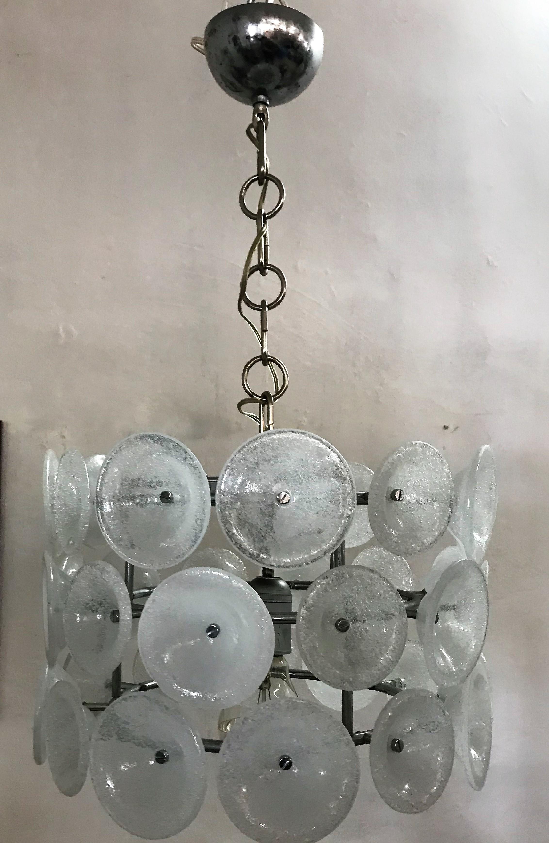 Mid-Century Modern Chandelier in Murano Pulegoso Glass, Attributed to Vistosi For Sale 1