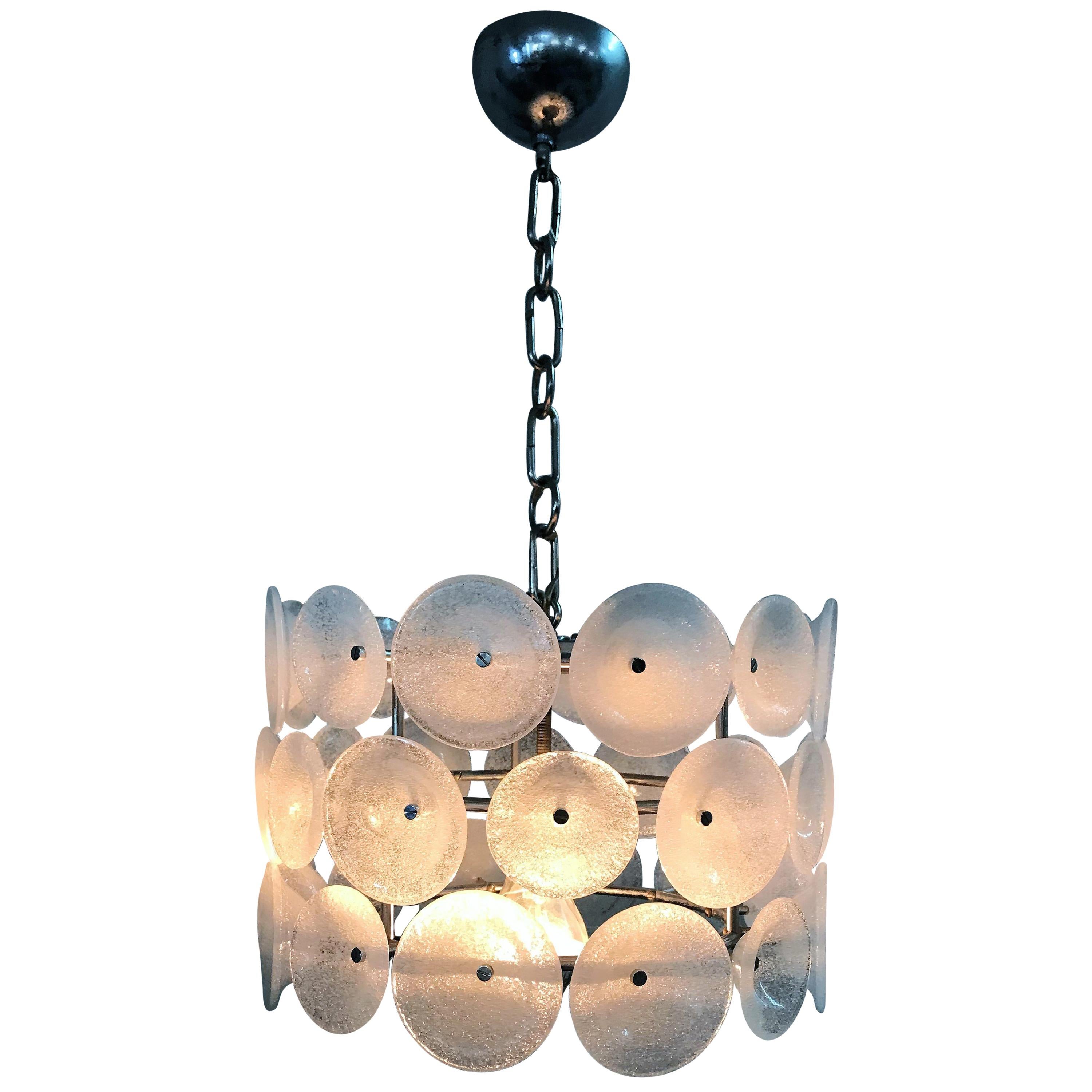 Mid-Century Modern Chandelier in Murano Pulegoso Glass, Attributed to Vistosi For Sale