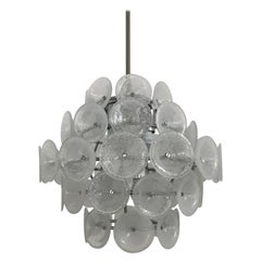 Mid-Century Modern Chandelier in Murano Pulegoso Glass, Attributed to Vistosi