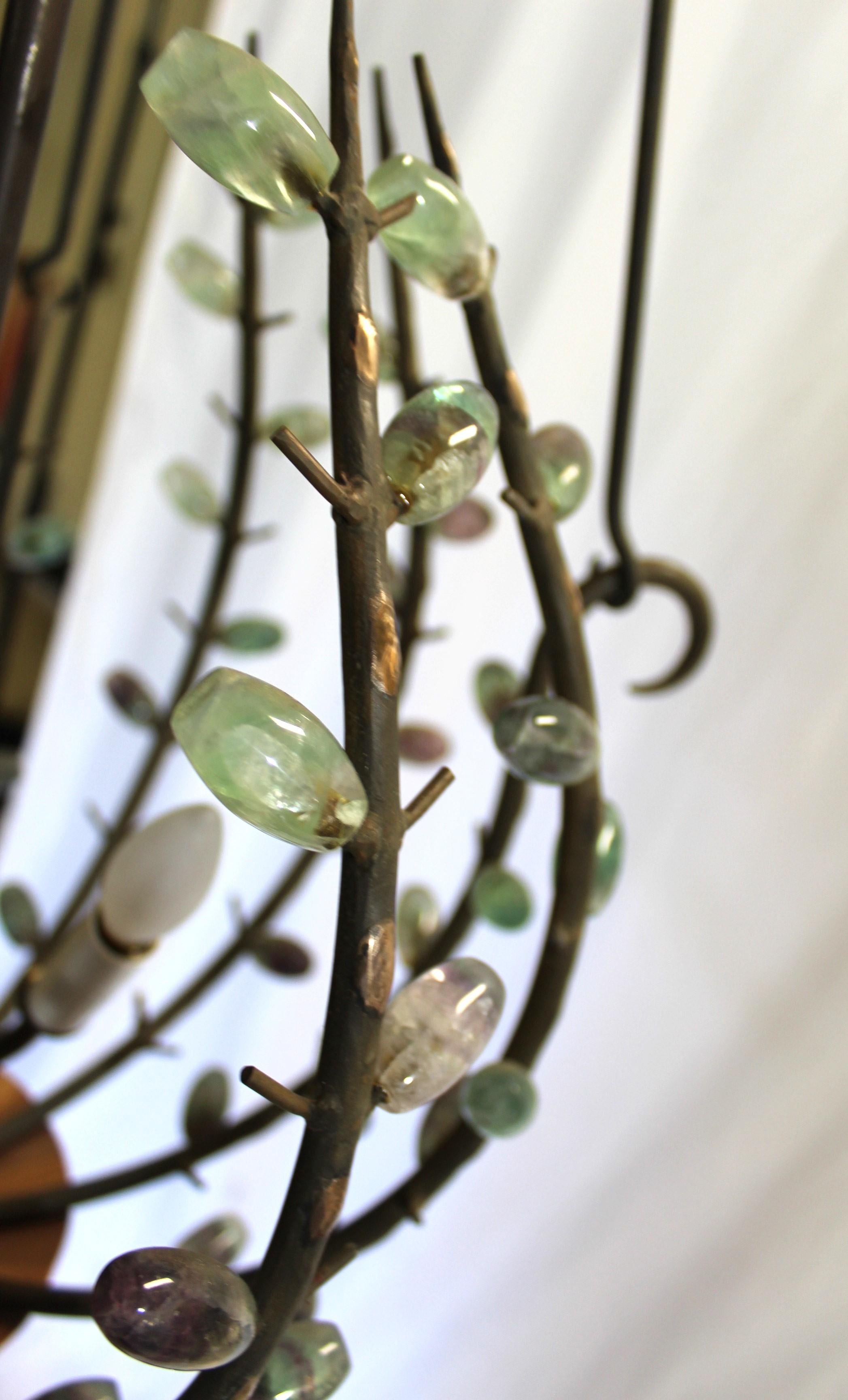 Mid Century Modern Chandelier , Iron & Jewels , After Andre Dubreuil For Sale 3