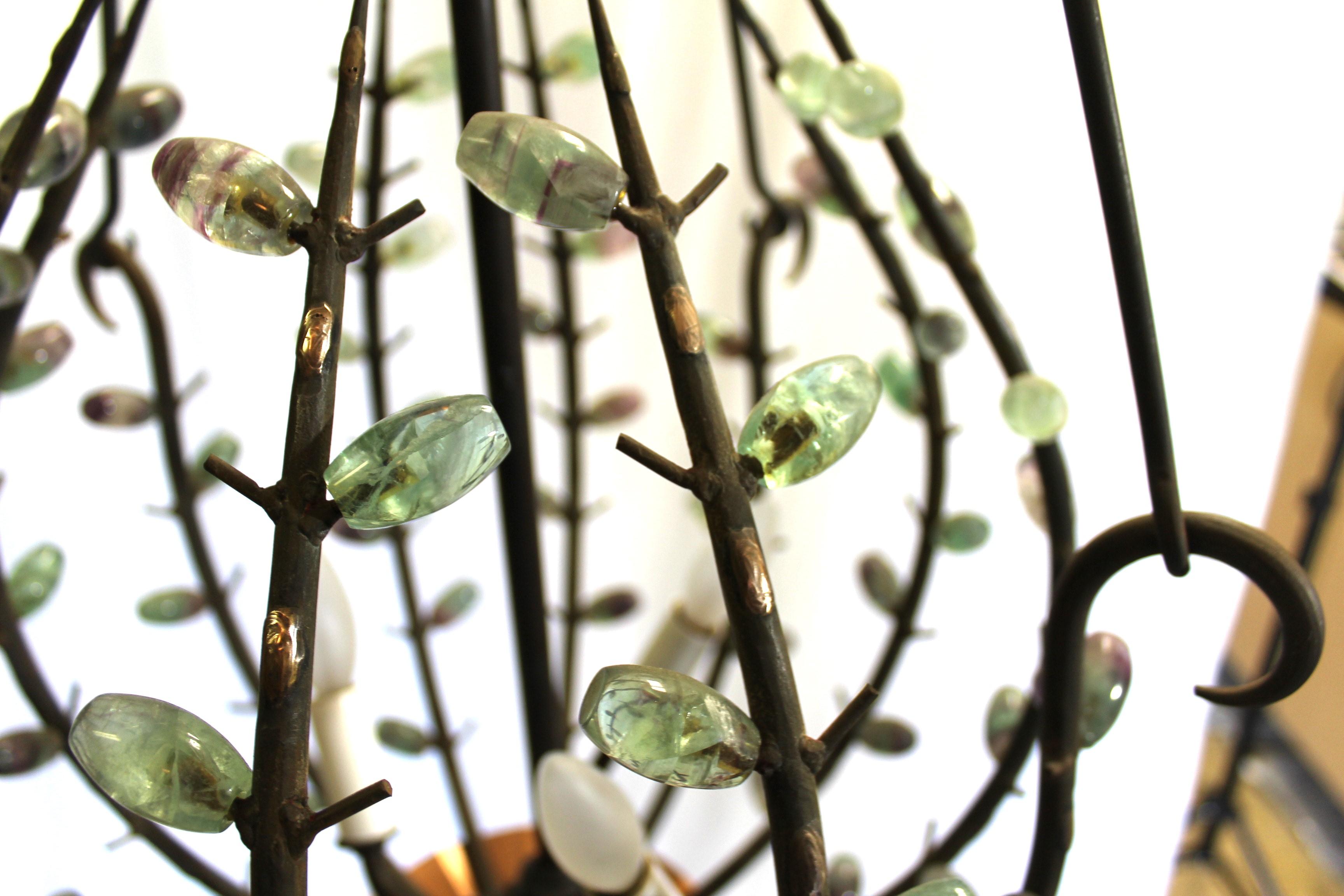 Mid Century Modern Chandelier , Iron & Jewels , After Andre Dubreuil For Sale 4