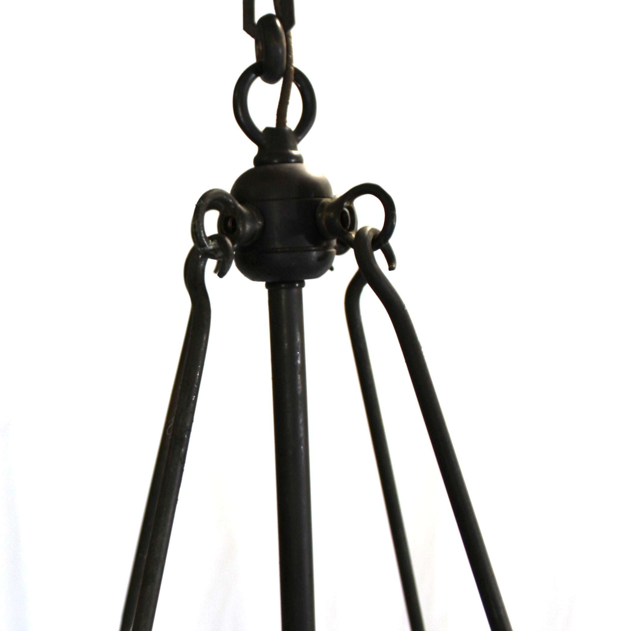 Late 20th Century Mid Century Modern Chandelier , Iron & Jewels , After Andre Dubreuil For Sale