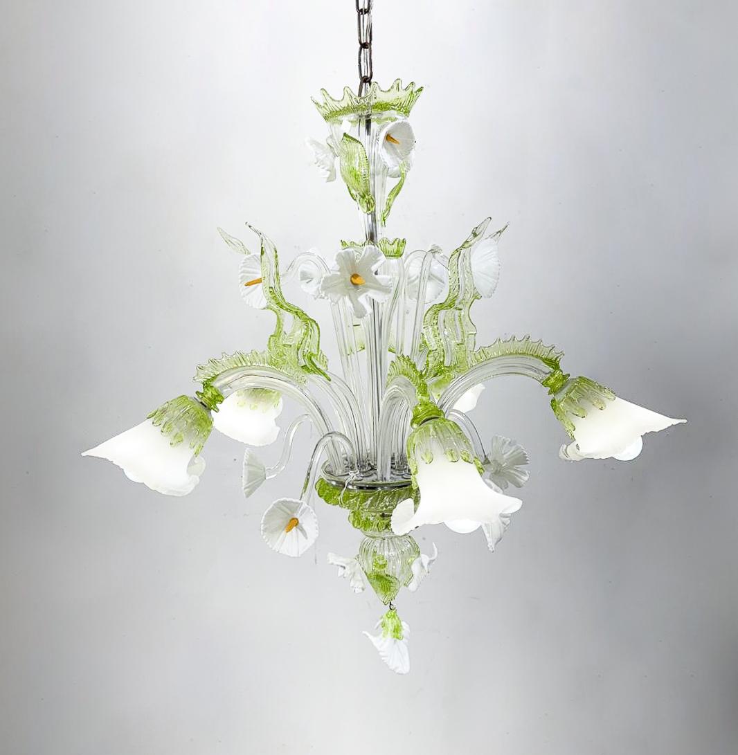 Italian Mid-Century Modern Chandelier, Italy, Murano Glass, 1950s For Sale