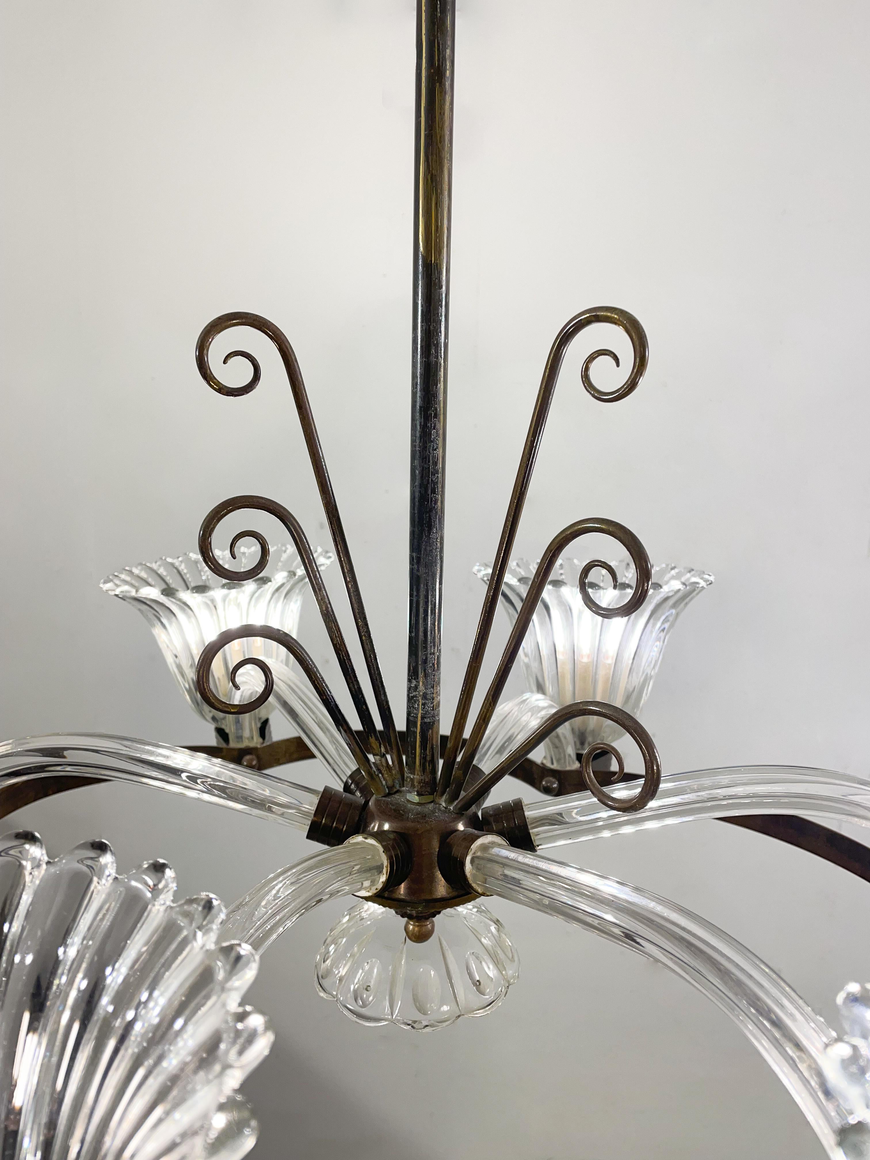 Mid-Century Modern Lustre The Moderns, Murano, style Barovier, années 1950 en vente