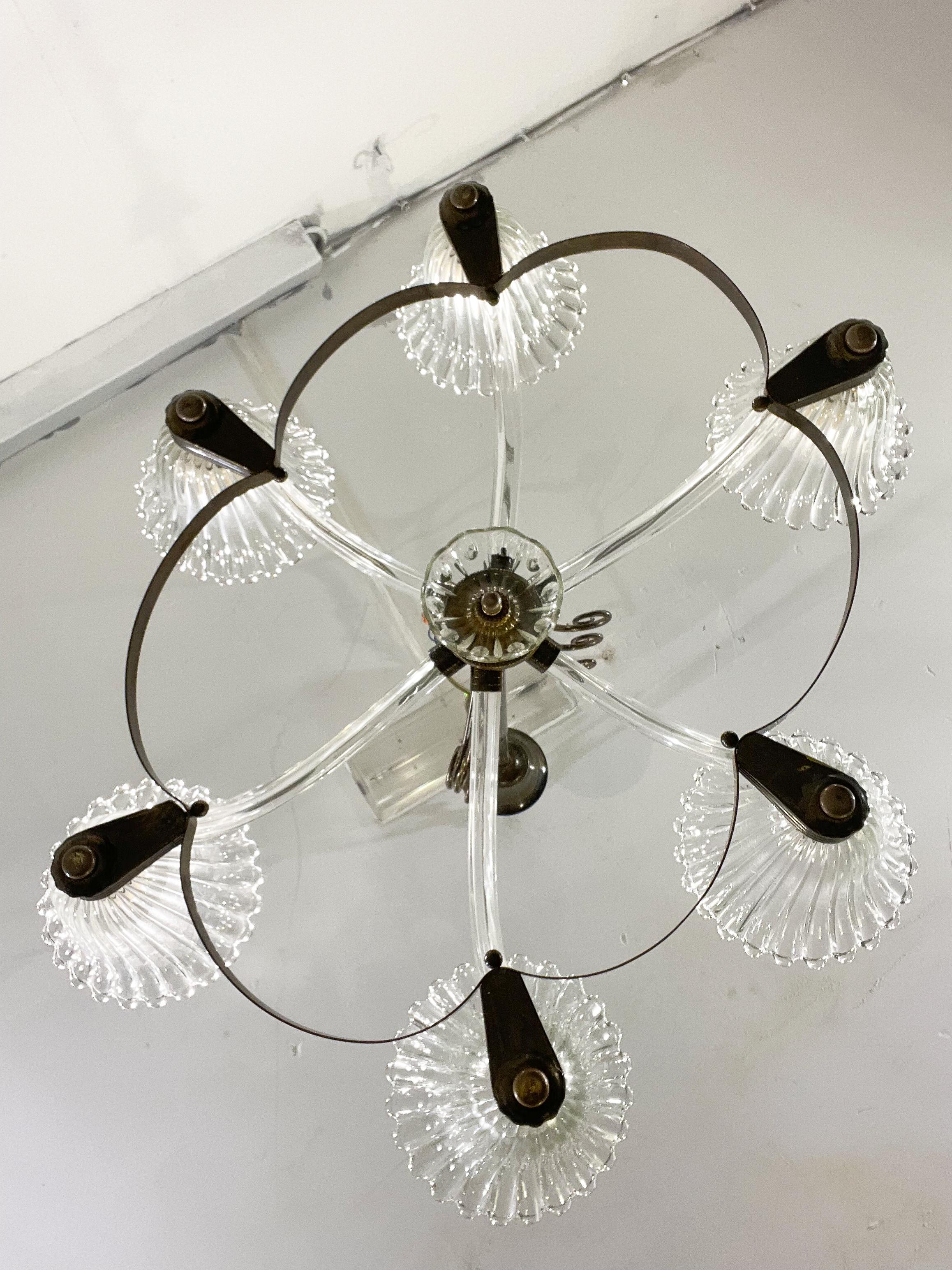 Milieu du XXe siècle Lustre The Moderns, Murano, style Barovier, années 1950 en vente