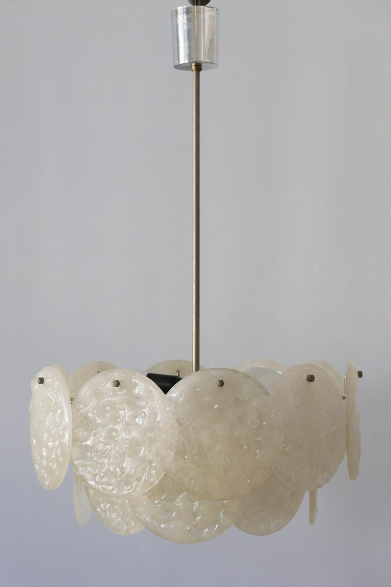MidCentury Modern Chandelier or Pendant Lamp with Textured Acrylic