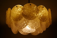 Mid-Century Modern Chandelier or Pendant Lamp with Textured Acrylic Discs, 1960s