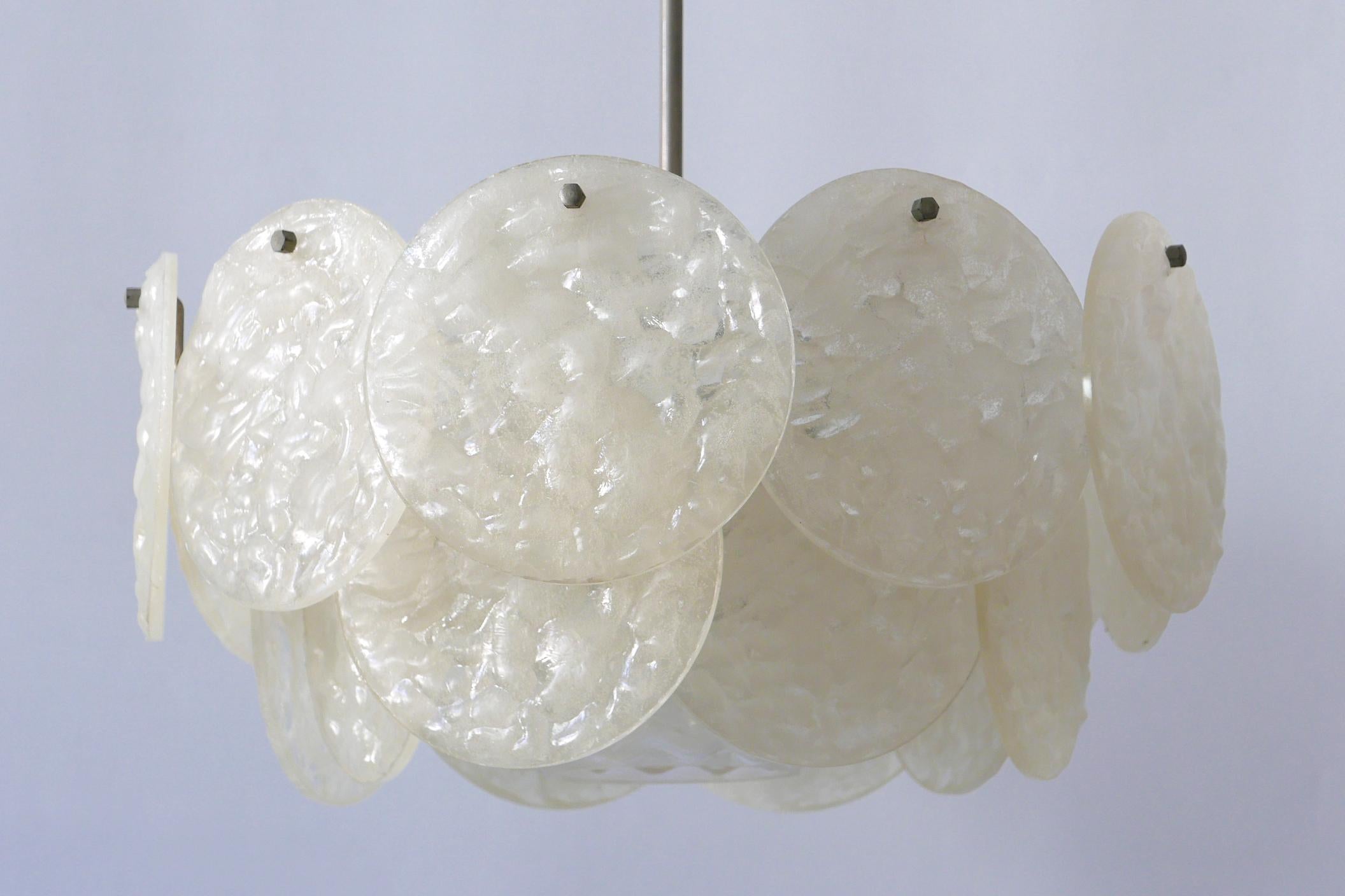 Mid-20th Century Mid-Century Modern Chandelier or Pendant Lamp with Textured Acrylic Discs, 1960s For Sale