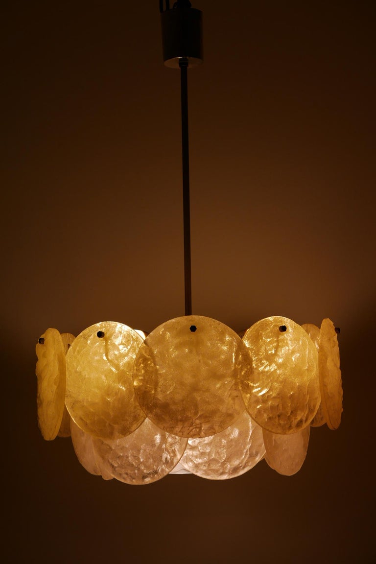 MidCentury Modern Chandelier or Pendant Lamp with Textured Acrylic