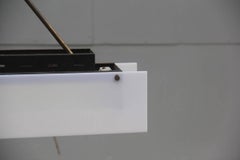 Mid-Century Modern Chandelier Plexiglass Brass White Black Color 1950