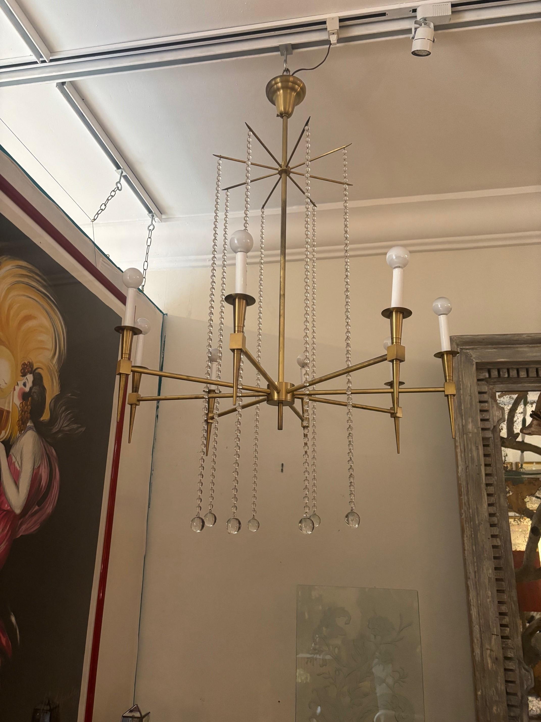 Lustre Mid Century/Modern  Laiton massif , D'après Parzinger en vente 3