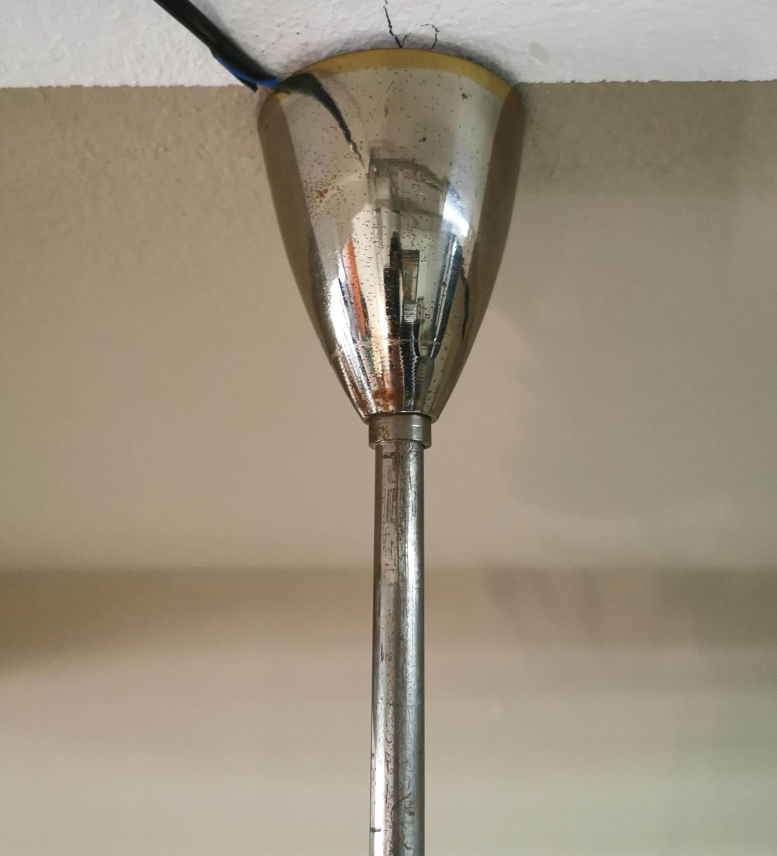 Mid Century Modern Chandelier Style Stilnovo Glass Brass Design Italy 1960s For Sale 4