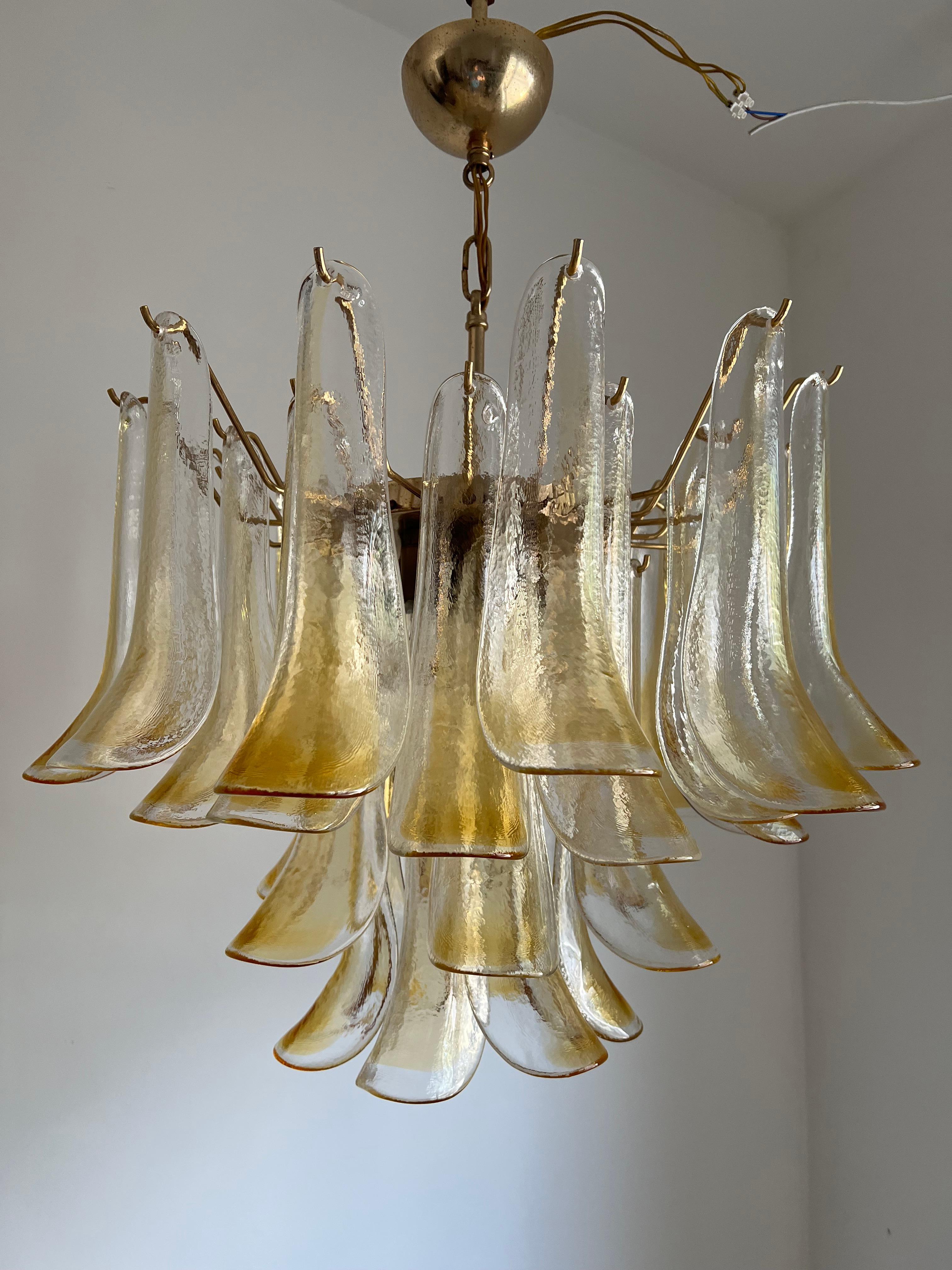 Mid-Century Modern Chandelier, Signed La Murrina in Murano Amber Glass, ca 1970 For Sale 4