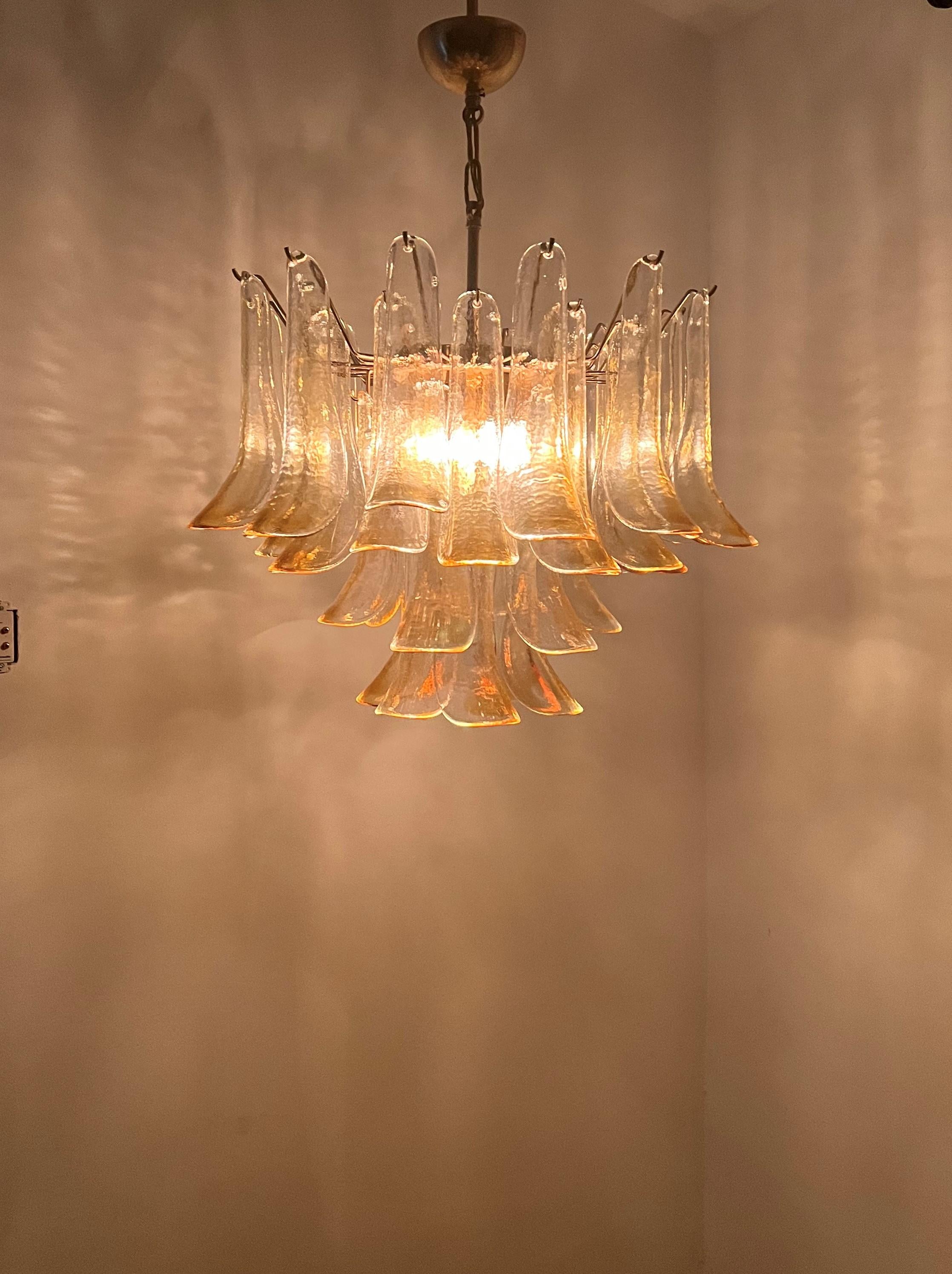 Mid-Century Modern Chandelier, Signed La Murrina in Murano Amber Glass, ca 1970 For Sale 6