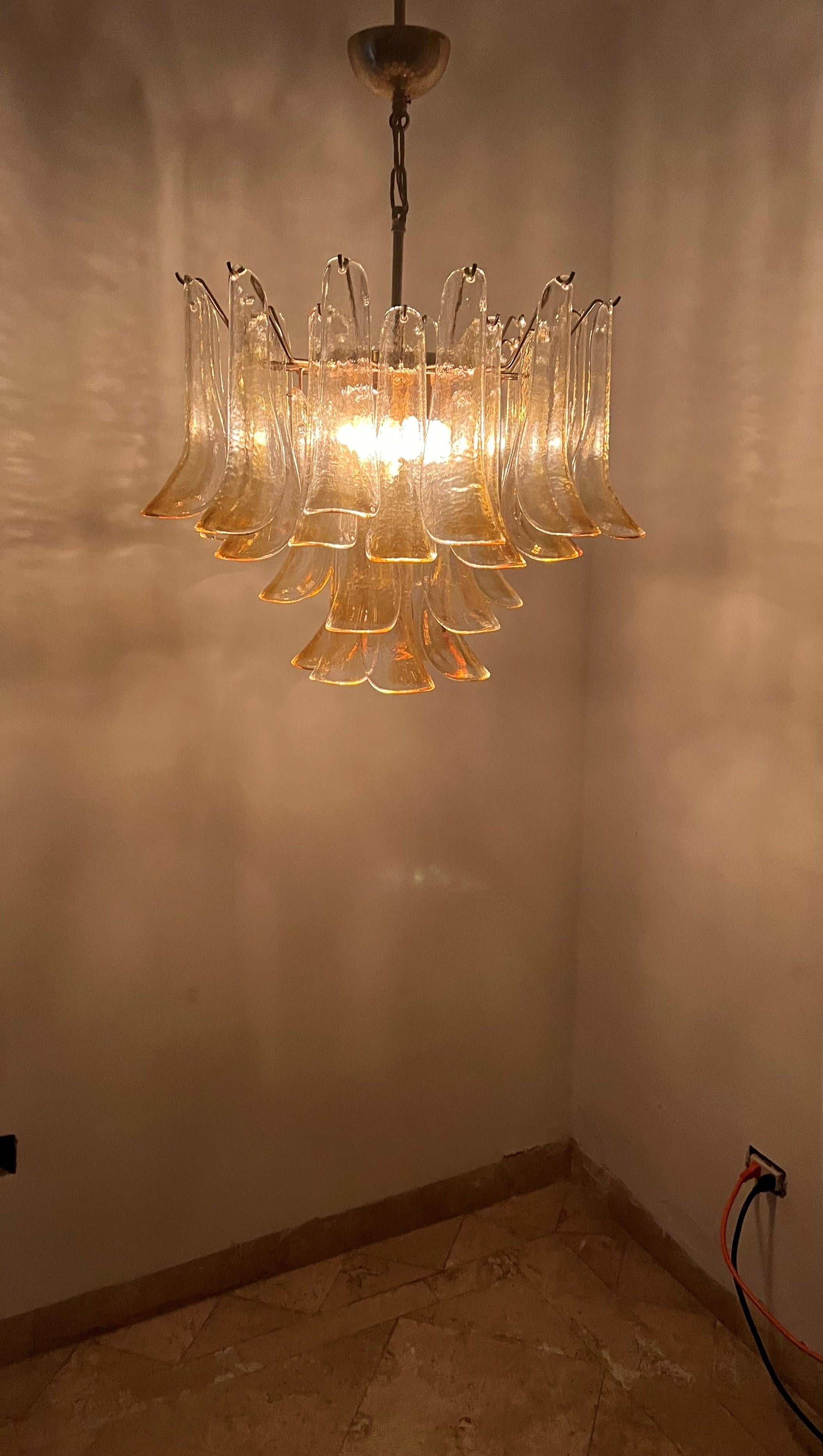 Mid-Century Modern Chandelier, Signed La Murrina in Murano Amber Glass, ca 1970 For Sale 7