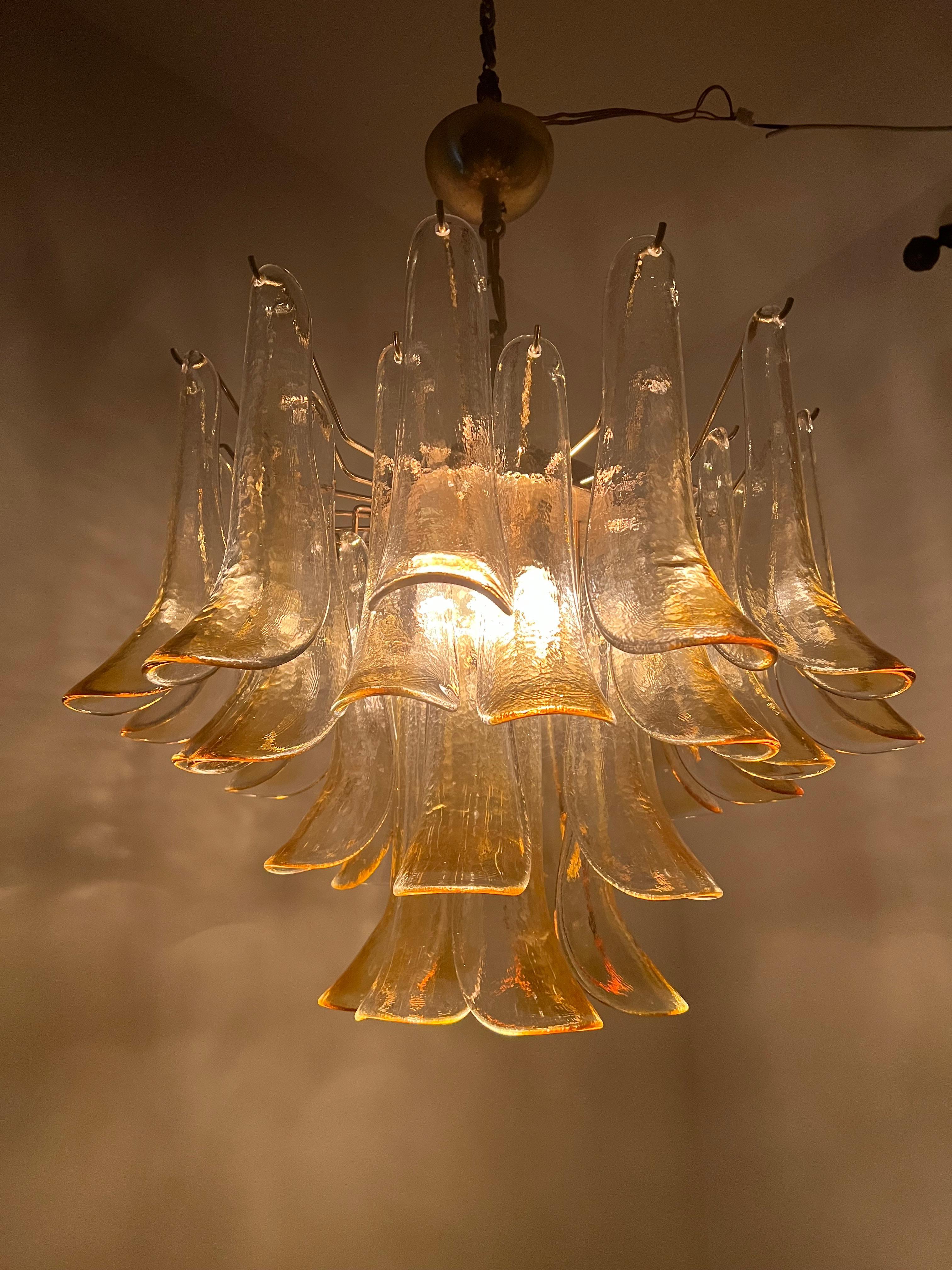 Mid-Century Modern Chandelier, Signed La Murrina in Murano Amber Glass, ca 1970 For Sale 9