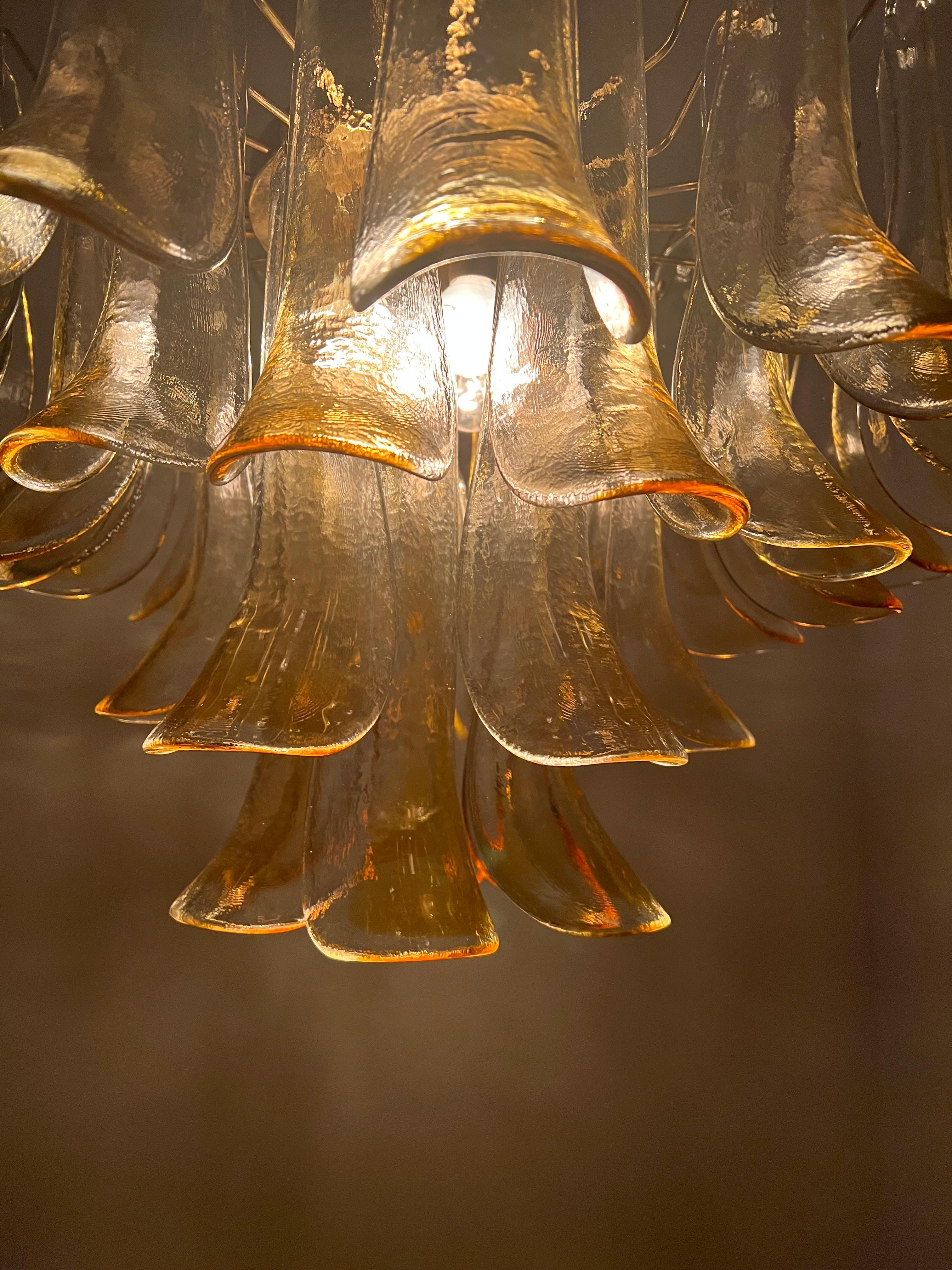Mid-Century Modern Chandelier, Signed La Murrina in Murano Amber Glass, ca 1970 For Sale 13