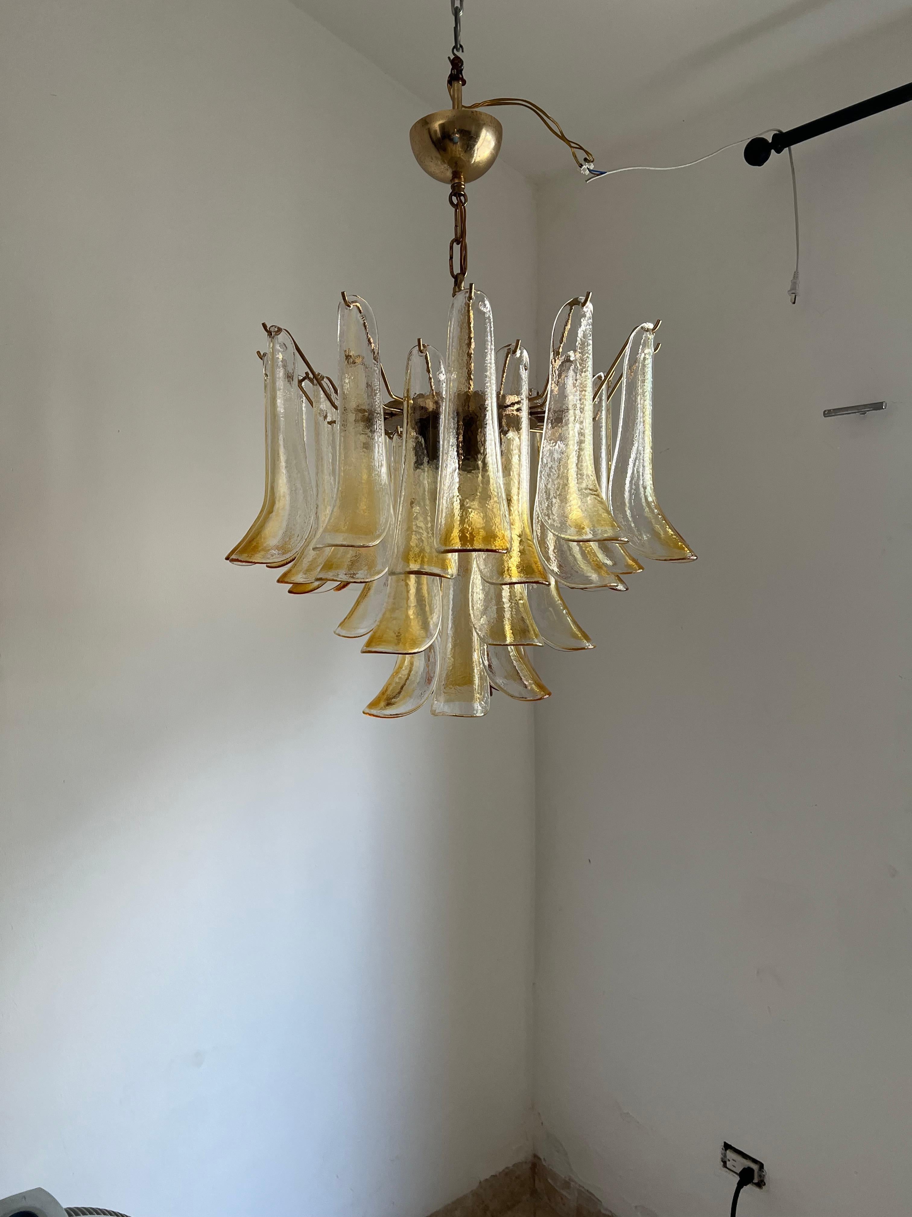 Mid-Century Modern Chandelier, Signed La Murrina in Murano Amber Glass, ca 1970 For Sale 2