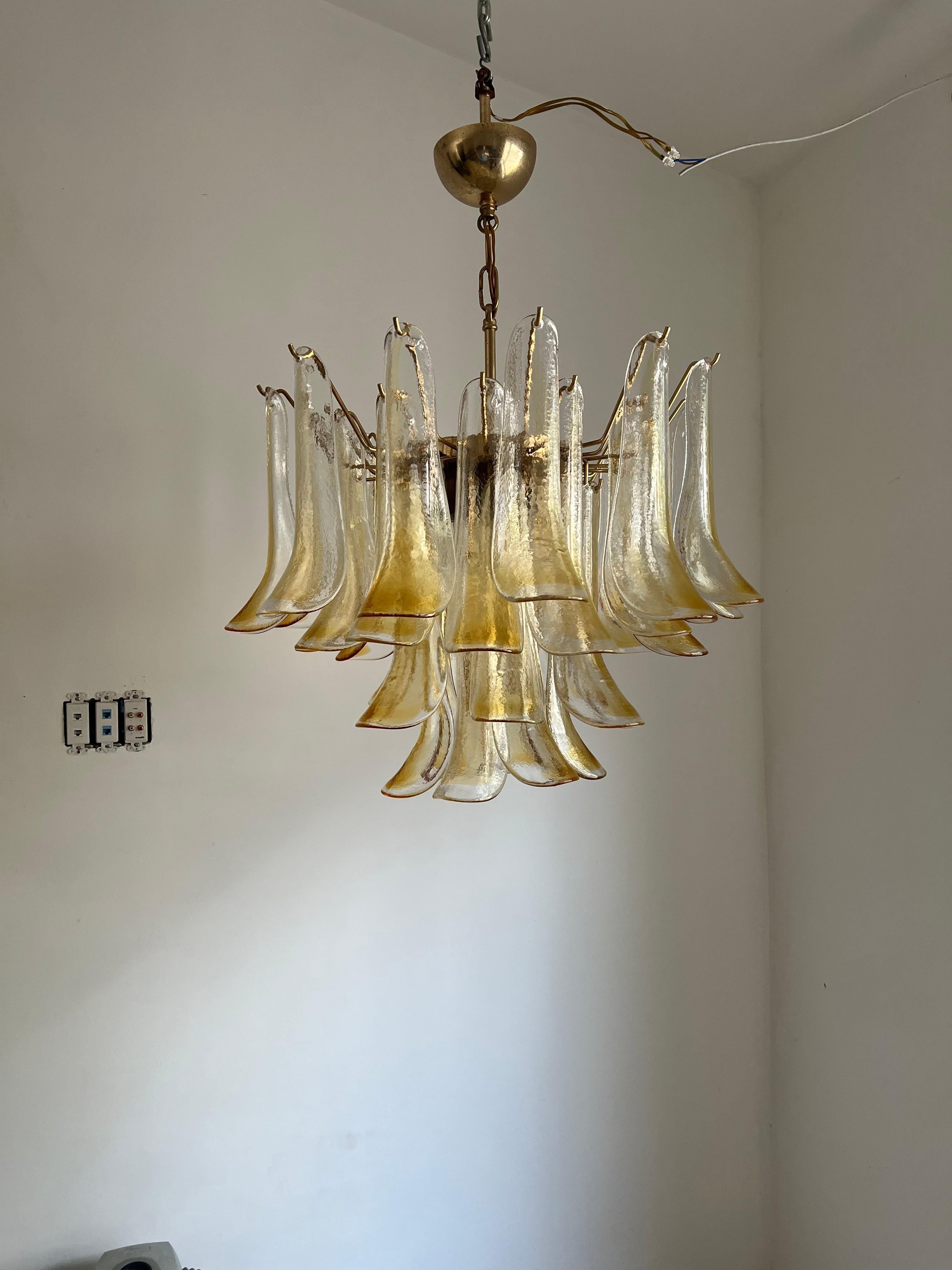 Mid-Century Modern Chandelier, Signed La Murrina in Murano Amber Glass, ca 1970 For Sale 3