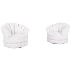 Mid-Century Modern Channel Back Swivel Lounge Chairs