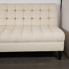 Mid-Century Modern Channel Tufted Sofa by Billy Haines in Cream Bouclé Fabric
