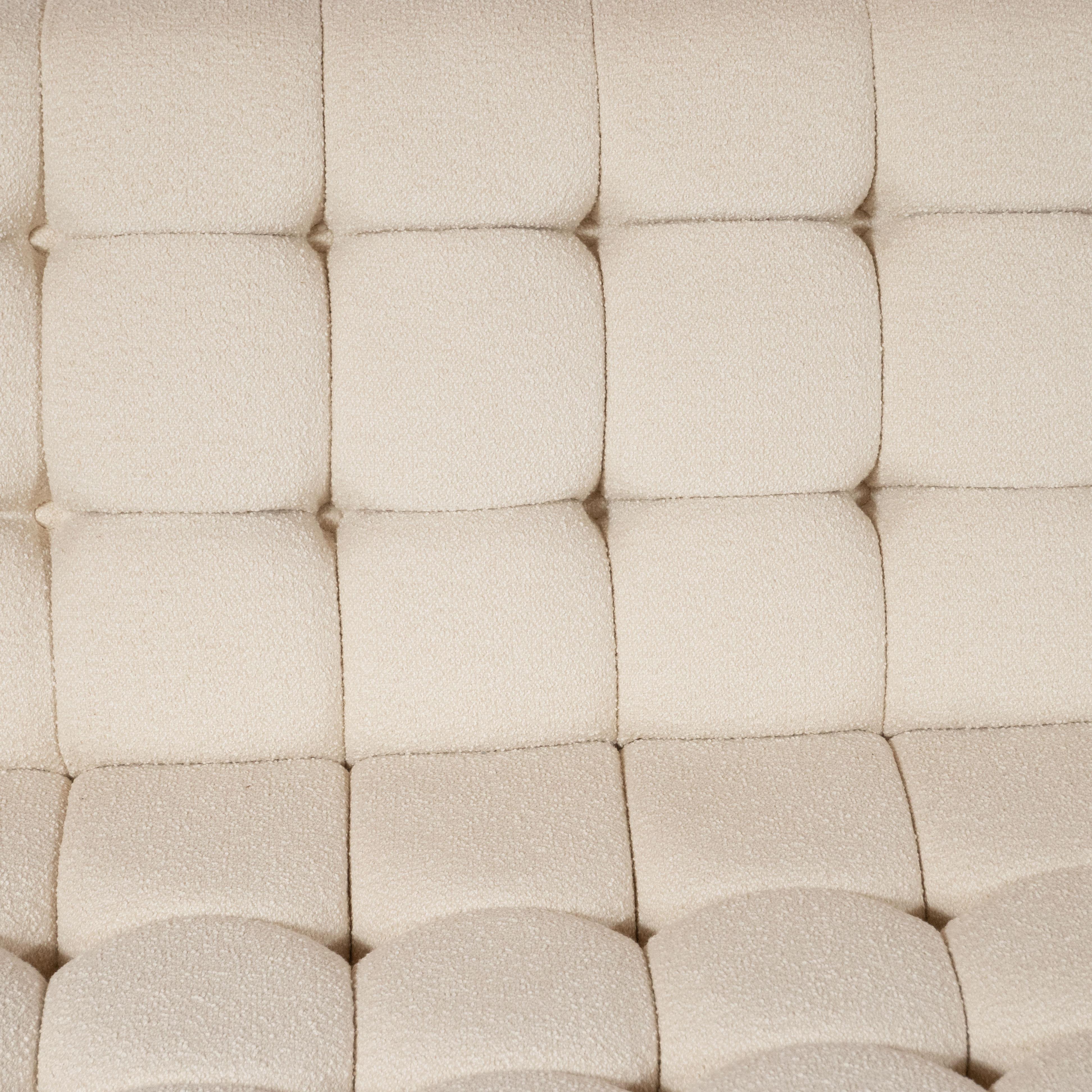 Mid-Century Modern Channel Tufted Sofa by Billy Haines in Cream Bouclé Fabric In Excellent Condition In New York, NY