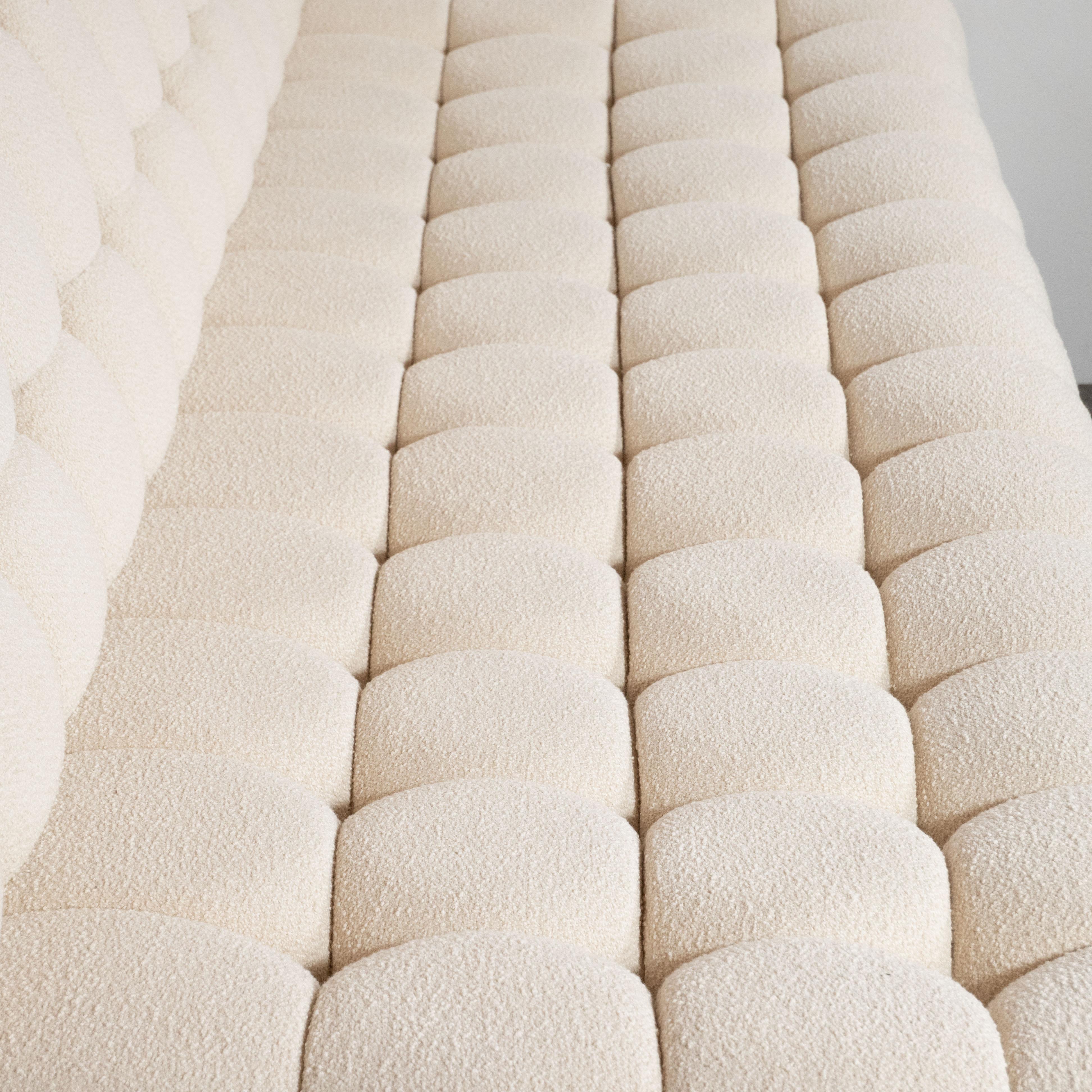 Mid-Century Modern Channel Tufted Sofa by Billy Haines in Cream Bouclé Fabric 2