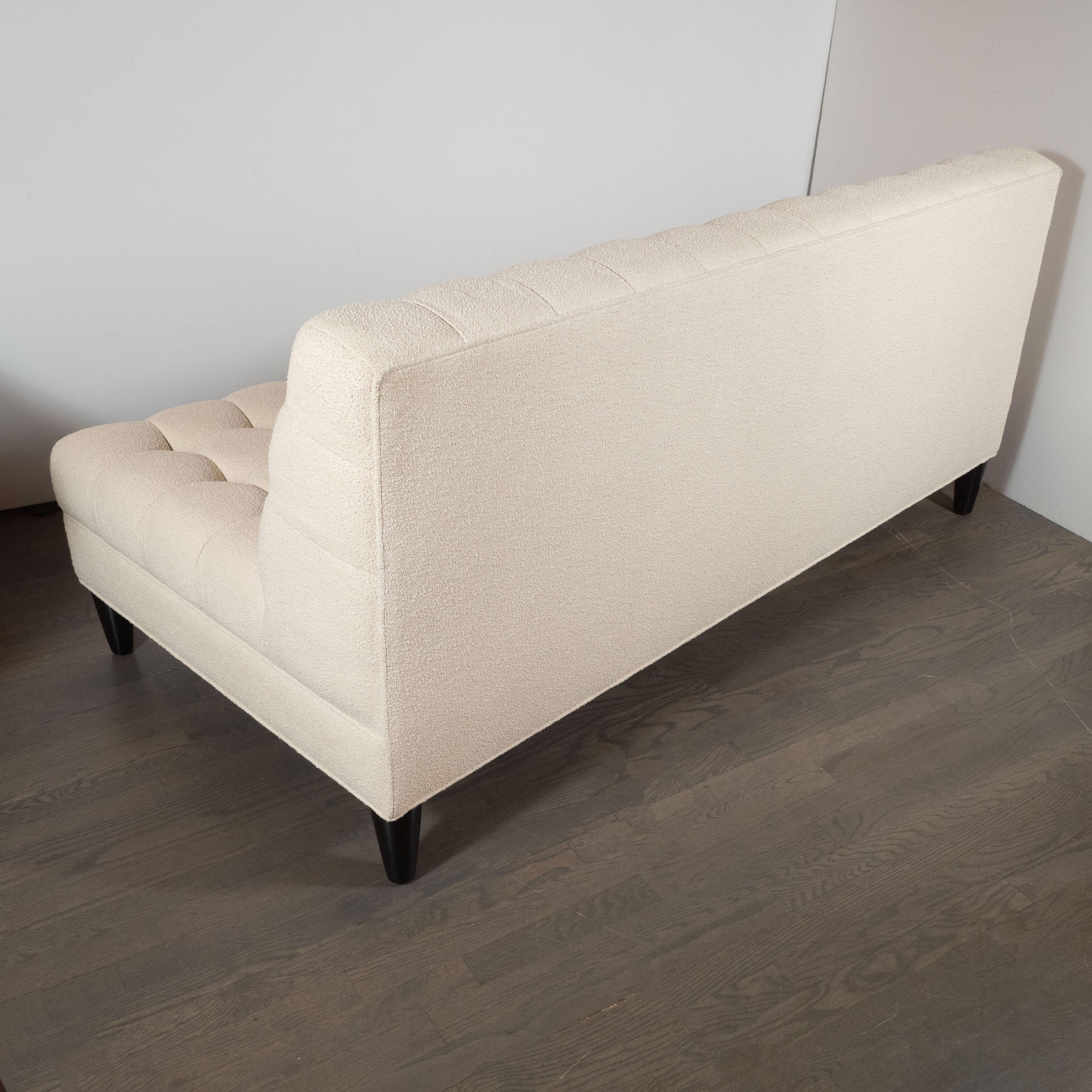 Mid-Century Modern Channel Tufted Sofa by Billy Haines in Cream Bouclé Fabric 4
