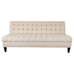 Mid-Century Modern Channel Tufted Sofa by Billy Haines in Cream Bouclé Fabric