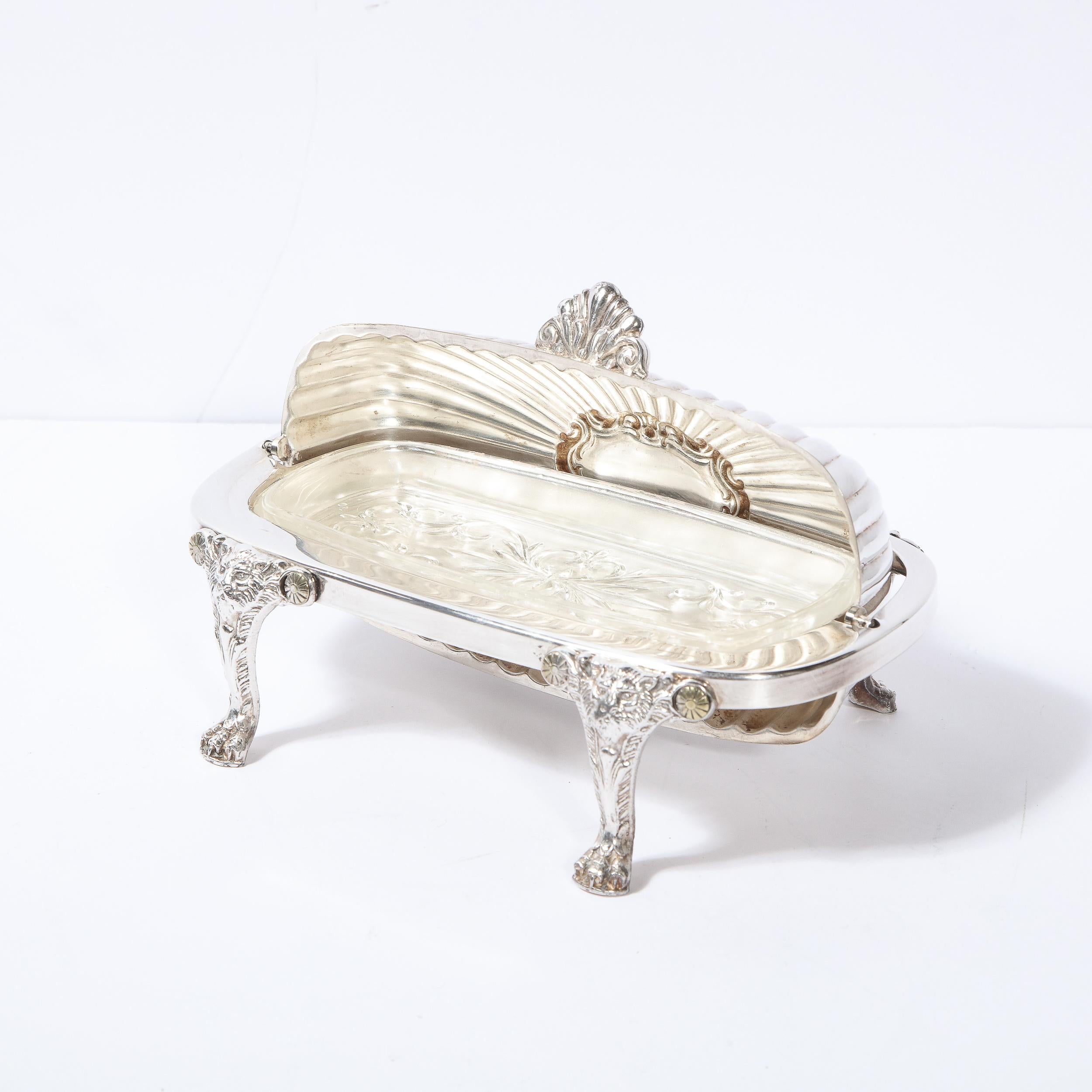 silver butter dish with lid