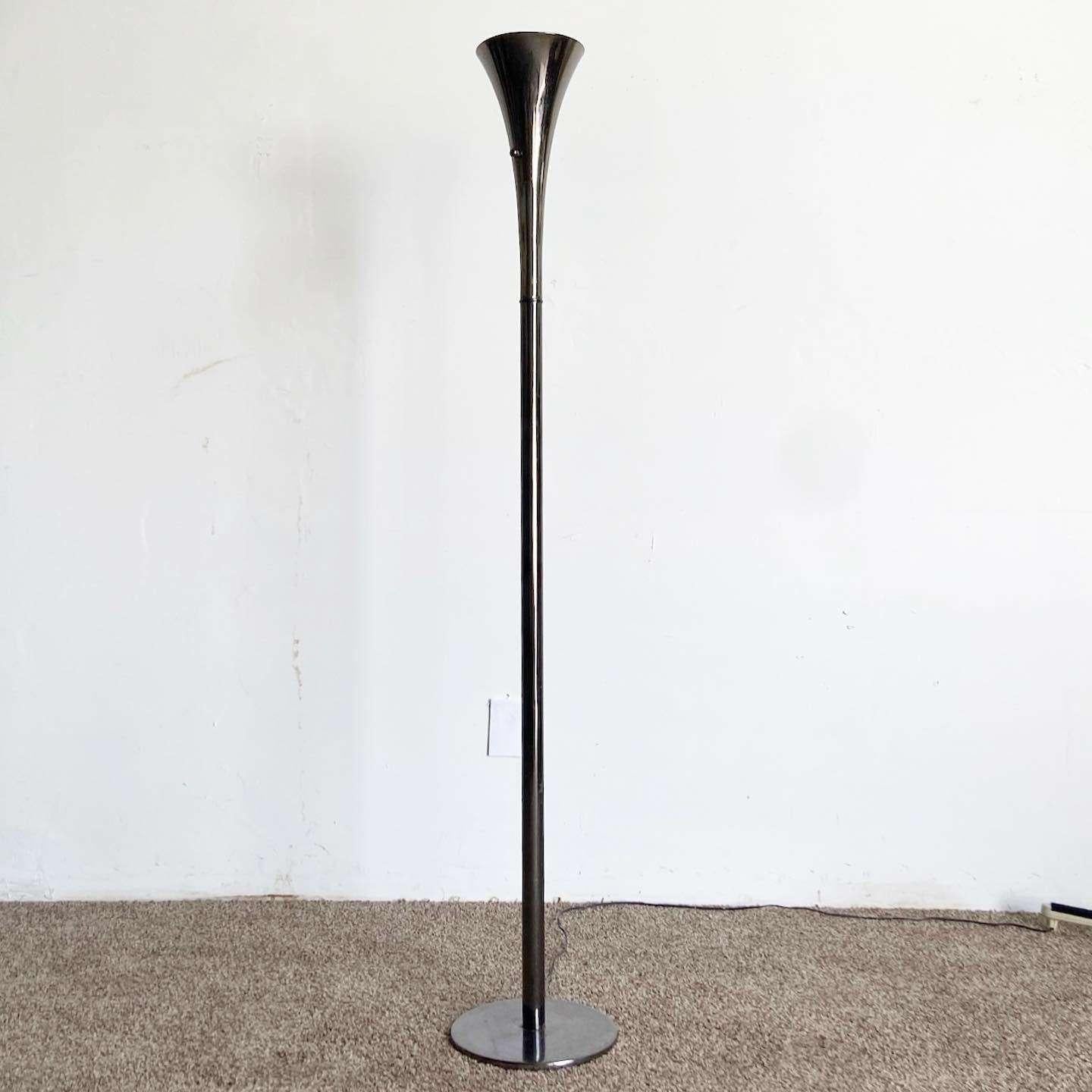 American Mid-Century Modern Charcoal Laurel Floor Lamp For Sale