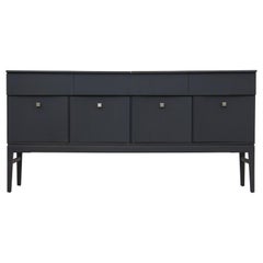 Mid-Century Modern Charcoal Stained Sliding-Top Dry Bar Sideboard