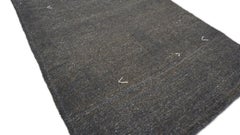 Mid-Century Modern Charcoal Wool and Hemp Rug 5'2''x11'