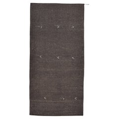 Antique Mid-Century Modern Charcoal Wool and Hemp Rug 5'2''x11'