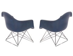 Mid-Century Modern Charles Eames Herman Miller Fiberglass Lounge Chairs in Navy