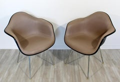 Mid-Century Modern Charles Eames Herman Miller Pair Fabric Shell Armchairs 1960s