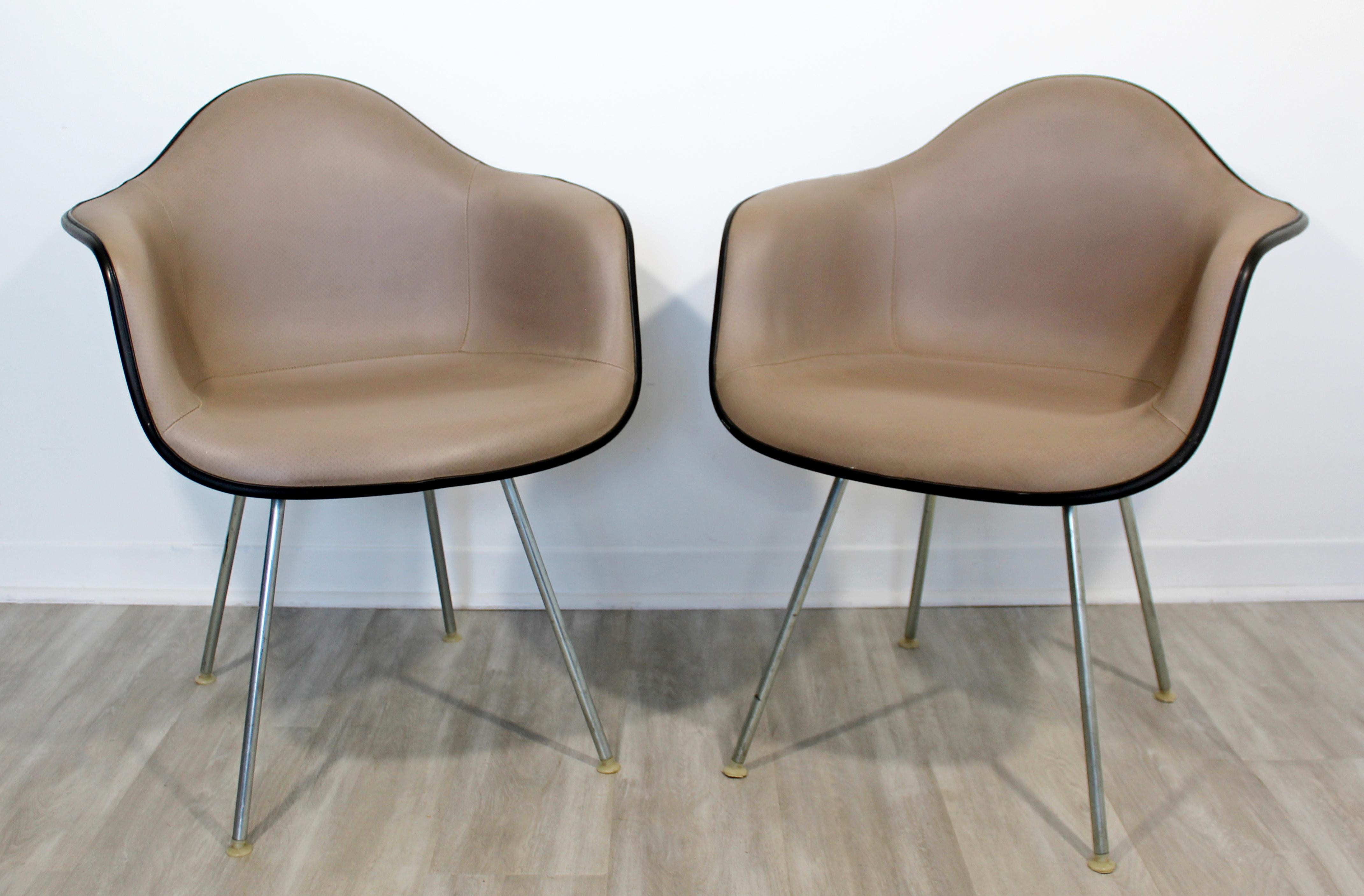 American Mid-Century Modern Charles Eames Herman Miller Pair Fabric Shell Armchairs 1960s