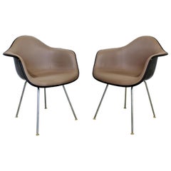 Mid-Century Modern Charles Eames Herman Miller Pair Fabric Shell Armchairs 1960s