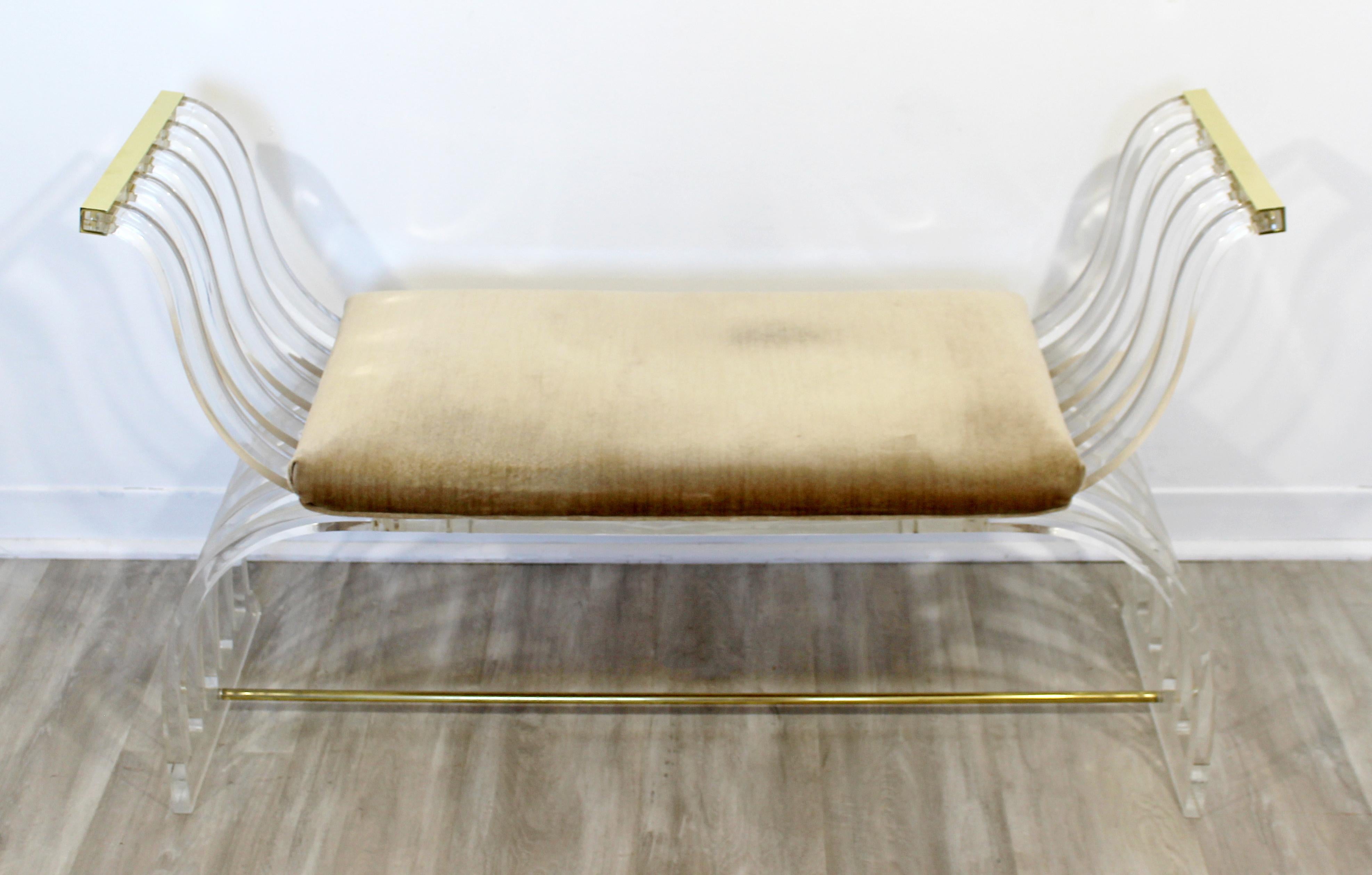 Mid-Century Modern Mid Century Modern Charles Hollis Jones Angel Wings Lucite Brass Bench Seat 70s