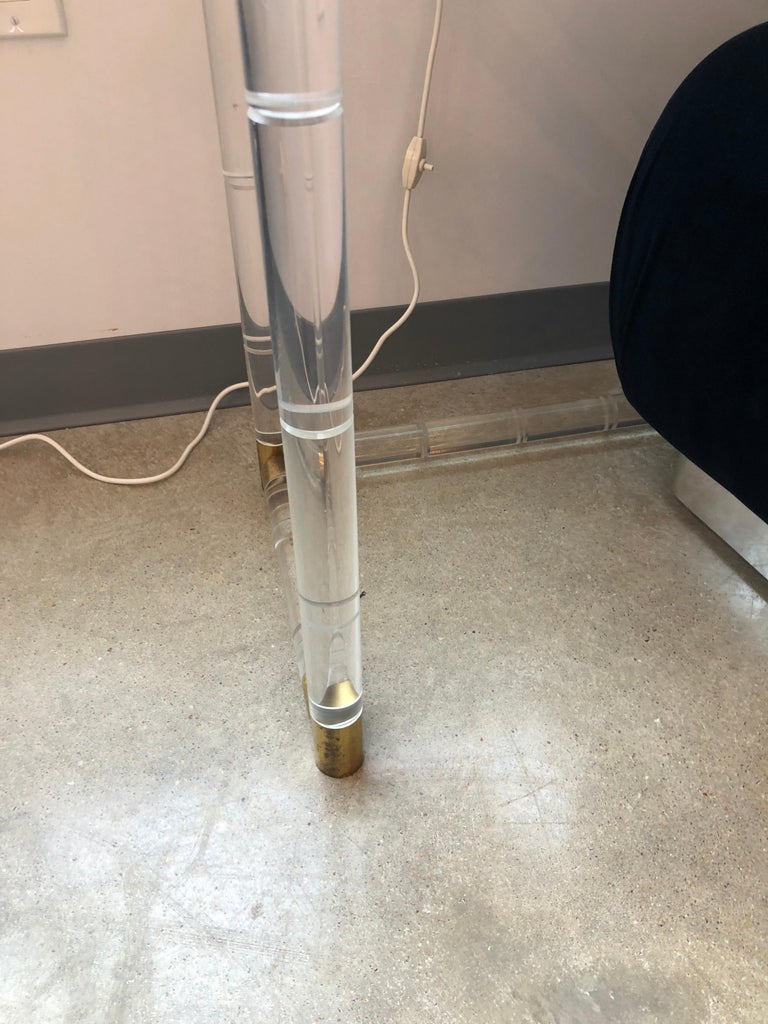 MidCentury Modern Charles Hollis Jones Brass, Lucite and Glass Console