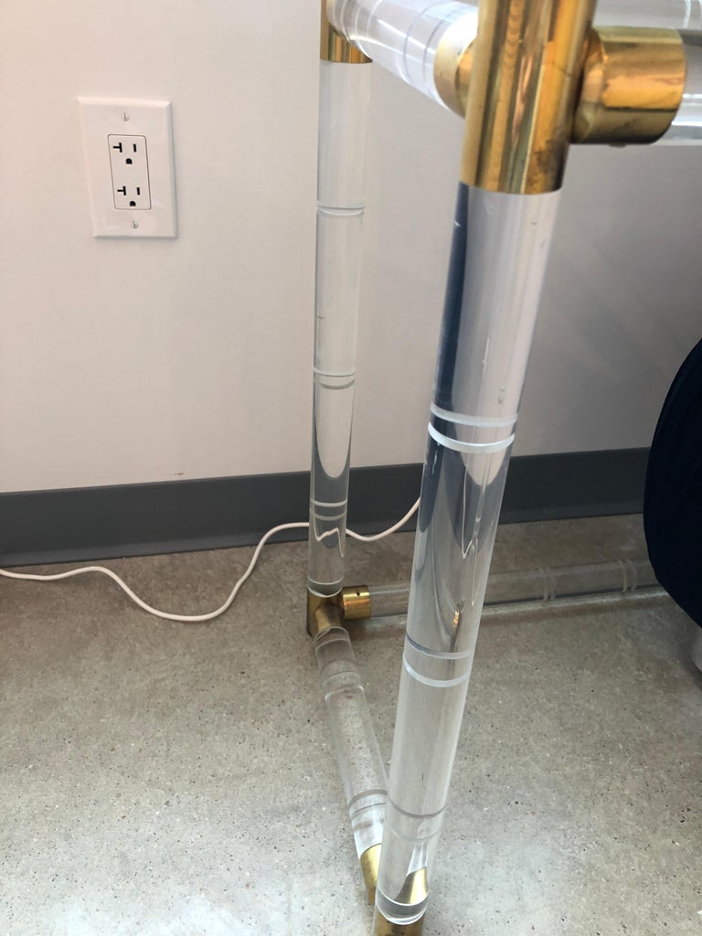 MidCentury Modern Charles Hollis Jones Brass, Lucite and Glass Console